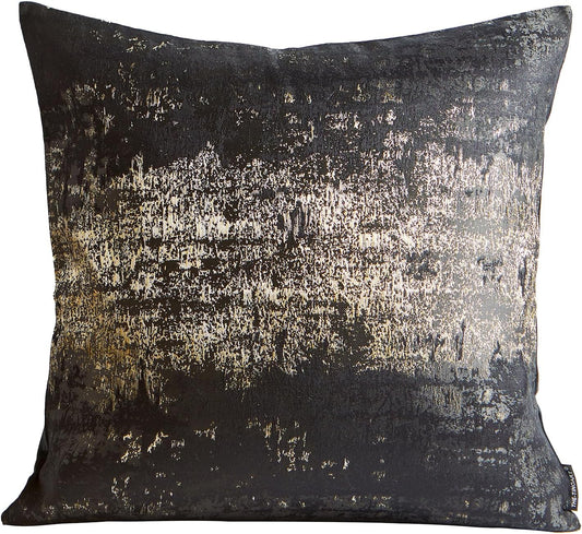THE-TINOART Black & Gold Modern Luxury Pillow Cover 24x24 - Jacquard Embroidery with Metallic Thread, Reversible Decorative Throw Pillow Cover for Sofa/Bed, Velvet Backing