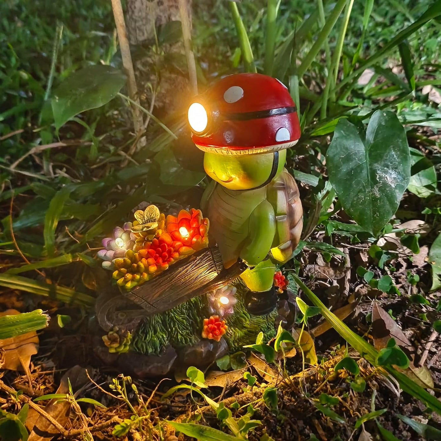 SunGlee Solar Light Turtle Outdoor Garden, Turtle Solar Light for Outdoors Yard Patio Decor 4 LED Sun Powered Outsides Turtles Decor Light Up Garden Statue Gardening Gift for Women Mother Decoration