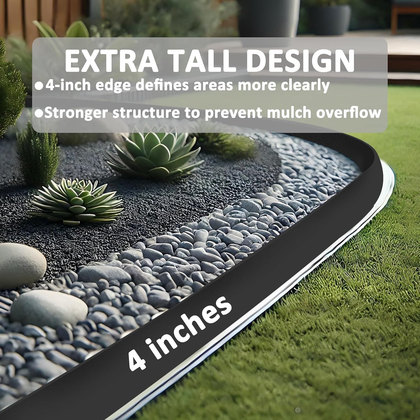 4 inch Tall Landscape Edging Kit 100FT Garden Edging with Spikes for Lawn Edging and Flower Beds (Black, 100FT)