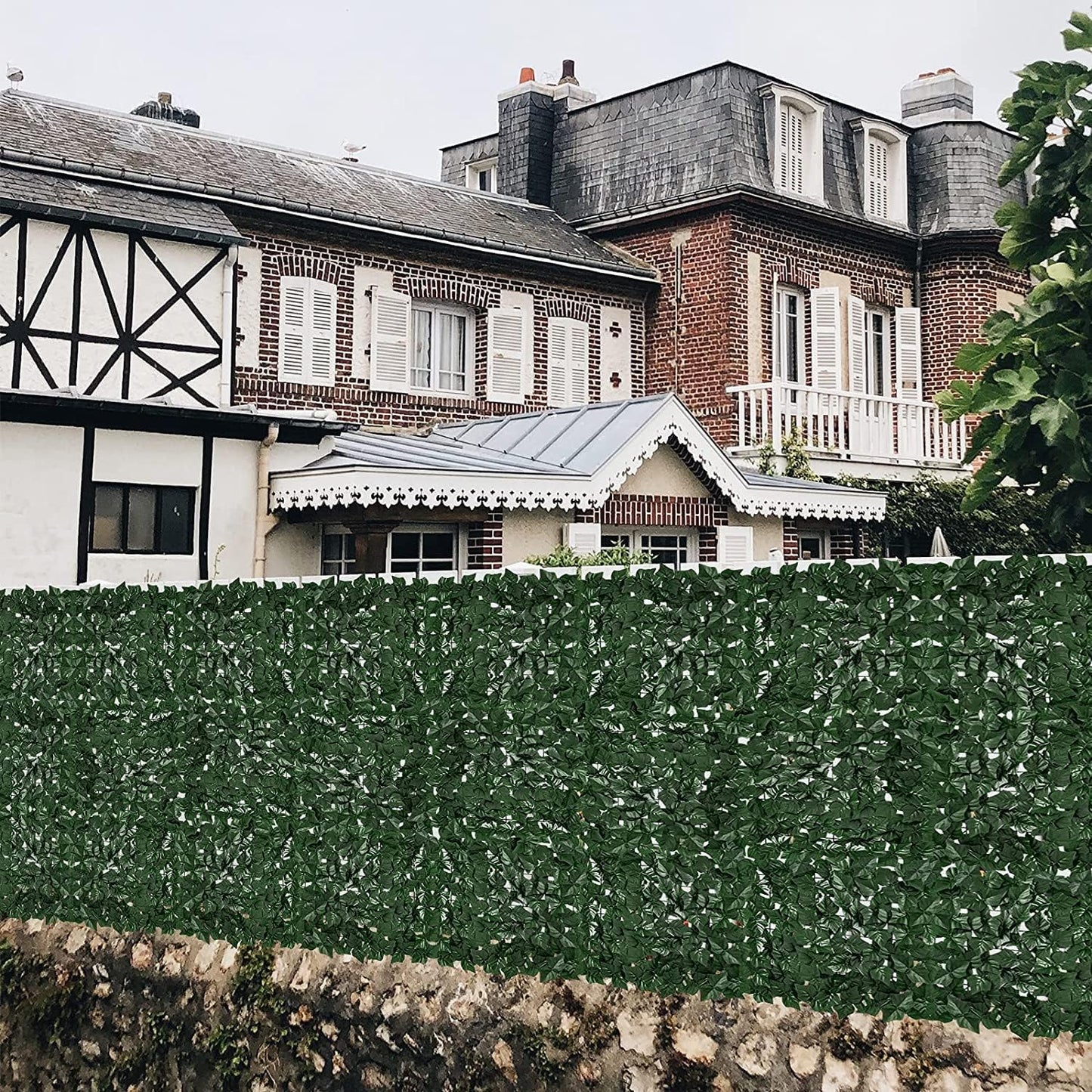 Faux Ivy Privacy Fence Screen Outdoor Expandable Artificial Greenery Roll Fake Hedge Wall Patio Green Plastic Leaf Plant Vine Grass Panels Gate Covering Garden Yard Balcony (158.0 X 60.0 in)