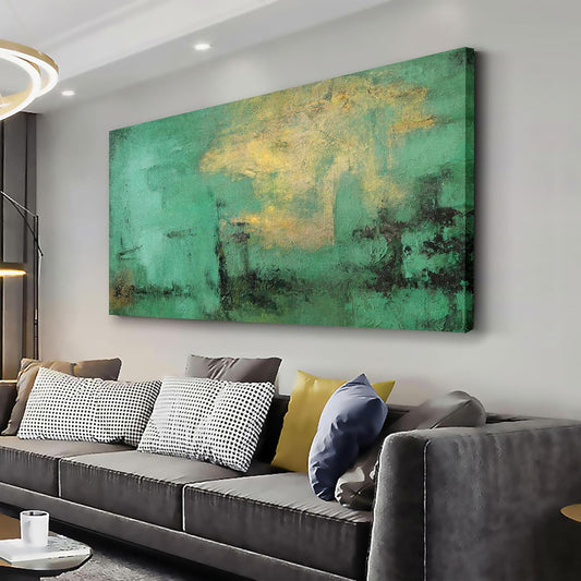 Glvzygy Abstract Wall Art Green and Gold Vintage Abstract Canvas Wall Decor Artwork Paintings Suitable for Living Room Bedroom Office Home Wall Decor 29"x58"