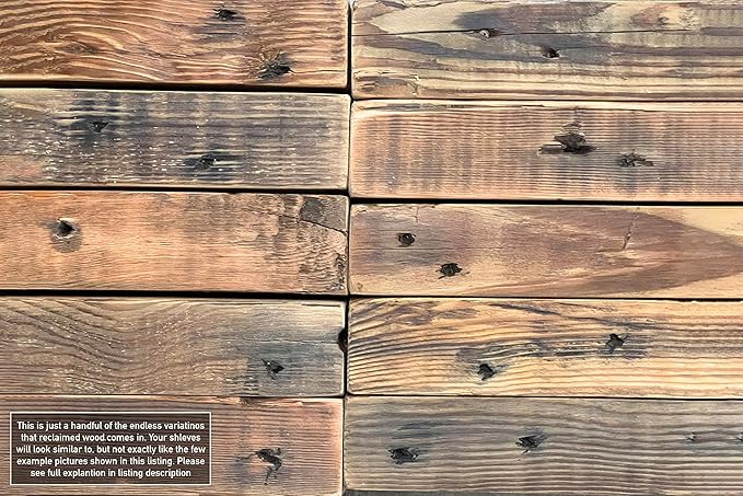 Urban Legacy Reclaimed Barn Joist Deep Floating Shelves | Deep Shelves with Low Profile Shelf Bracket with High Weight Capacity, Set of 2 (48" x 11" x 2.5", Natural)