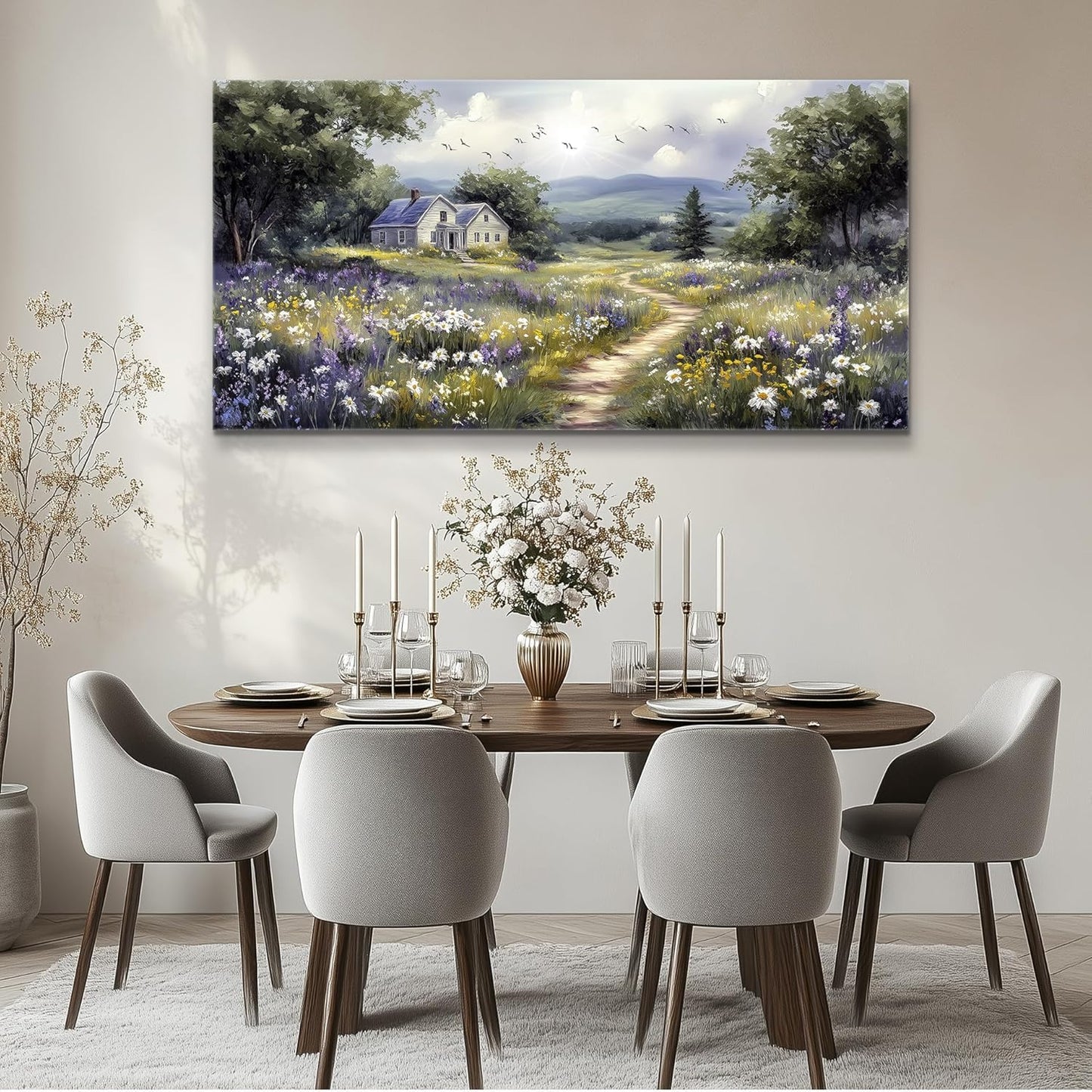 Canvas Wall Art for Living Room Large Wall Decor for Office Bedroom Decorations Garden Painting Artwork Room Wall Mural Aesthetic Home Decor 30x60 in