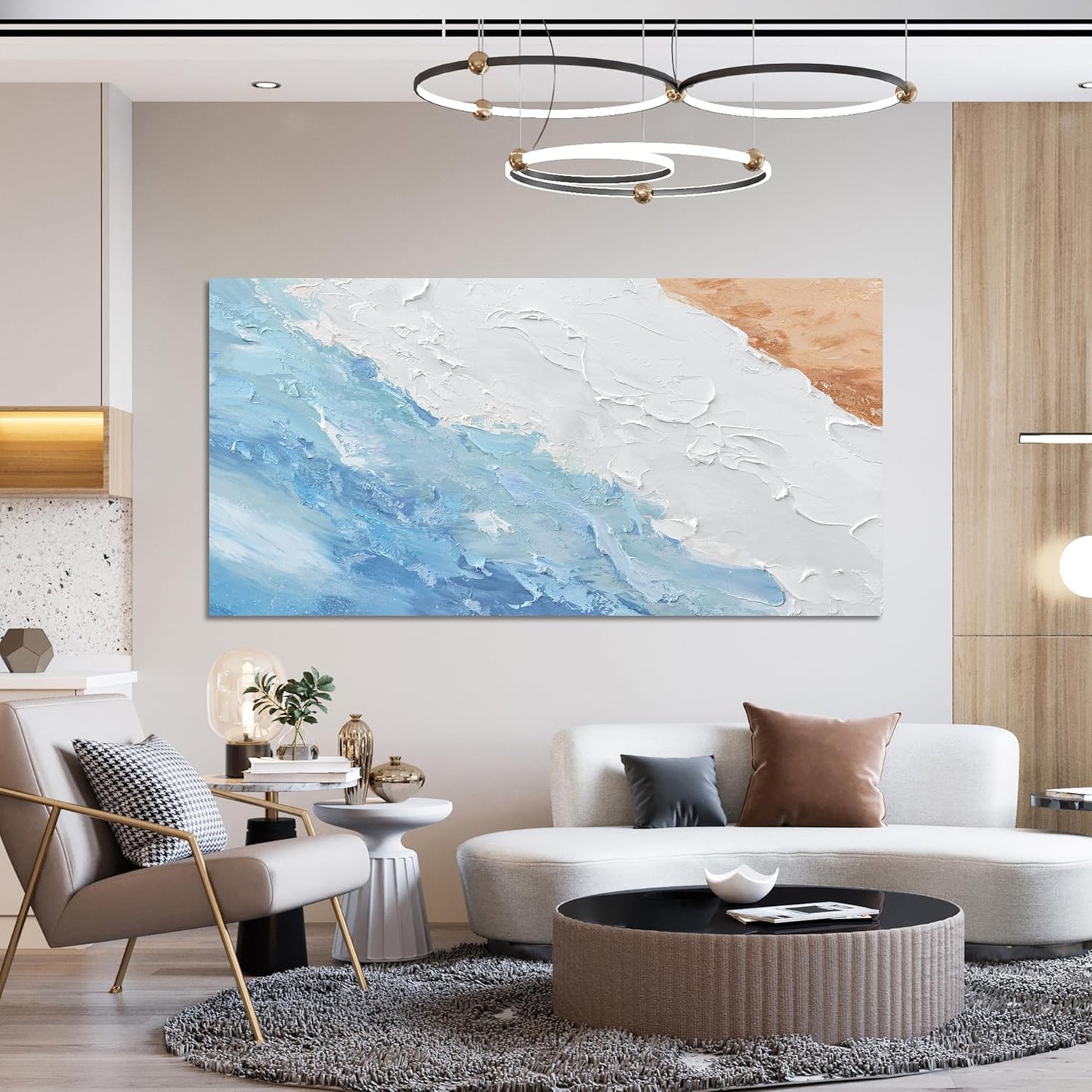 Canvas Wall Art Decor Abstract Canvas Art Wall Decor Wall Pictures for Living Room Modern Abstract Wall Art Prints White Blue Wall Art Decorations Artwork for Walls Bedroom Office Wall Art Decor 20" X 40"