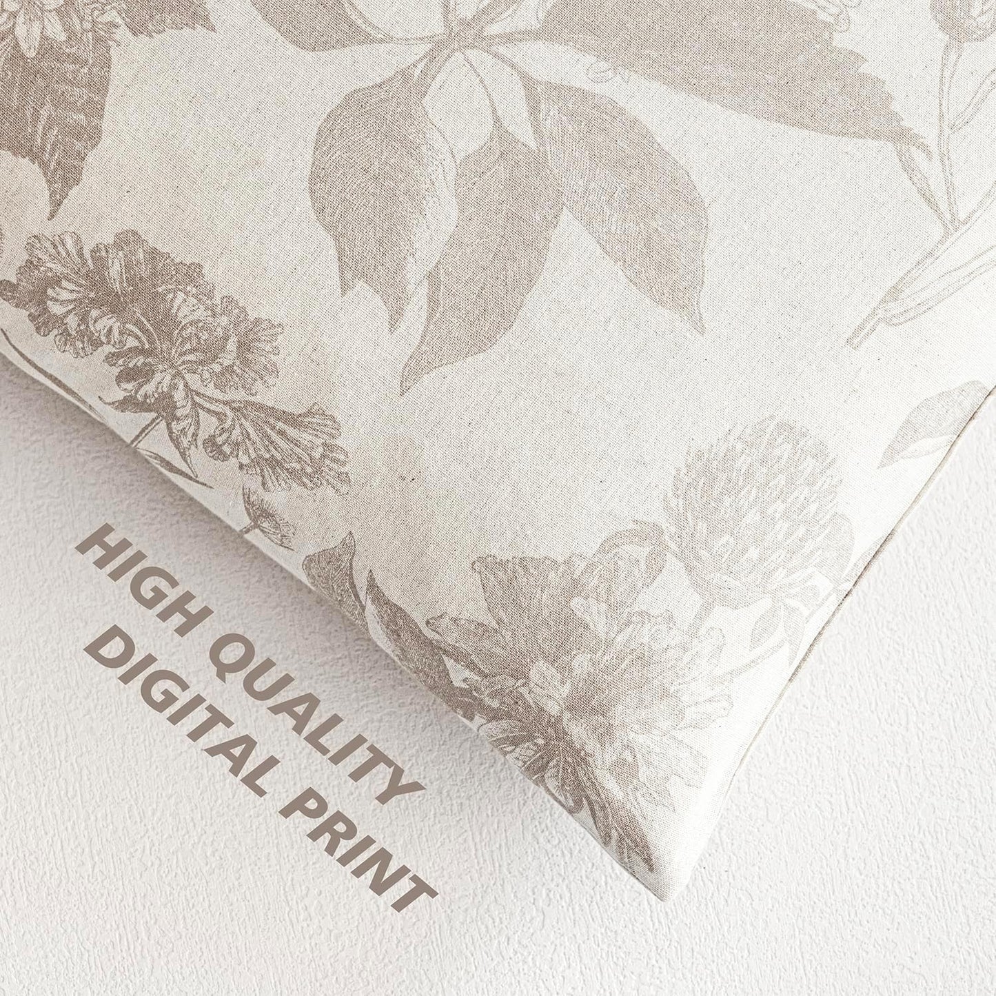 Foindtower Set of 2 Linen Floral Vintage Throw Pillow Covers Neutral Accent Decorative Cushion Covers Farmhouse Boho Home Decor for Sofa Chair Couch Bedroom Living Room Outdoor,24×24 Inch,Tan Beige