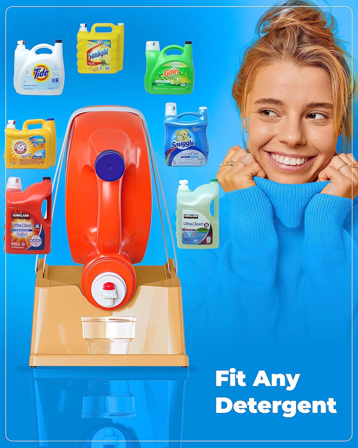 TidyFriend Laundry Detergent Holder Stand Organizer with Drip Tray, 3 Pack Laundry Soap Holder with Non-Slip Rubber Feet for Washing Space Organization, Angled Downward Slope for Easy Pouring (Beige)