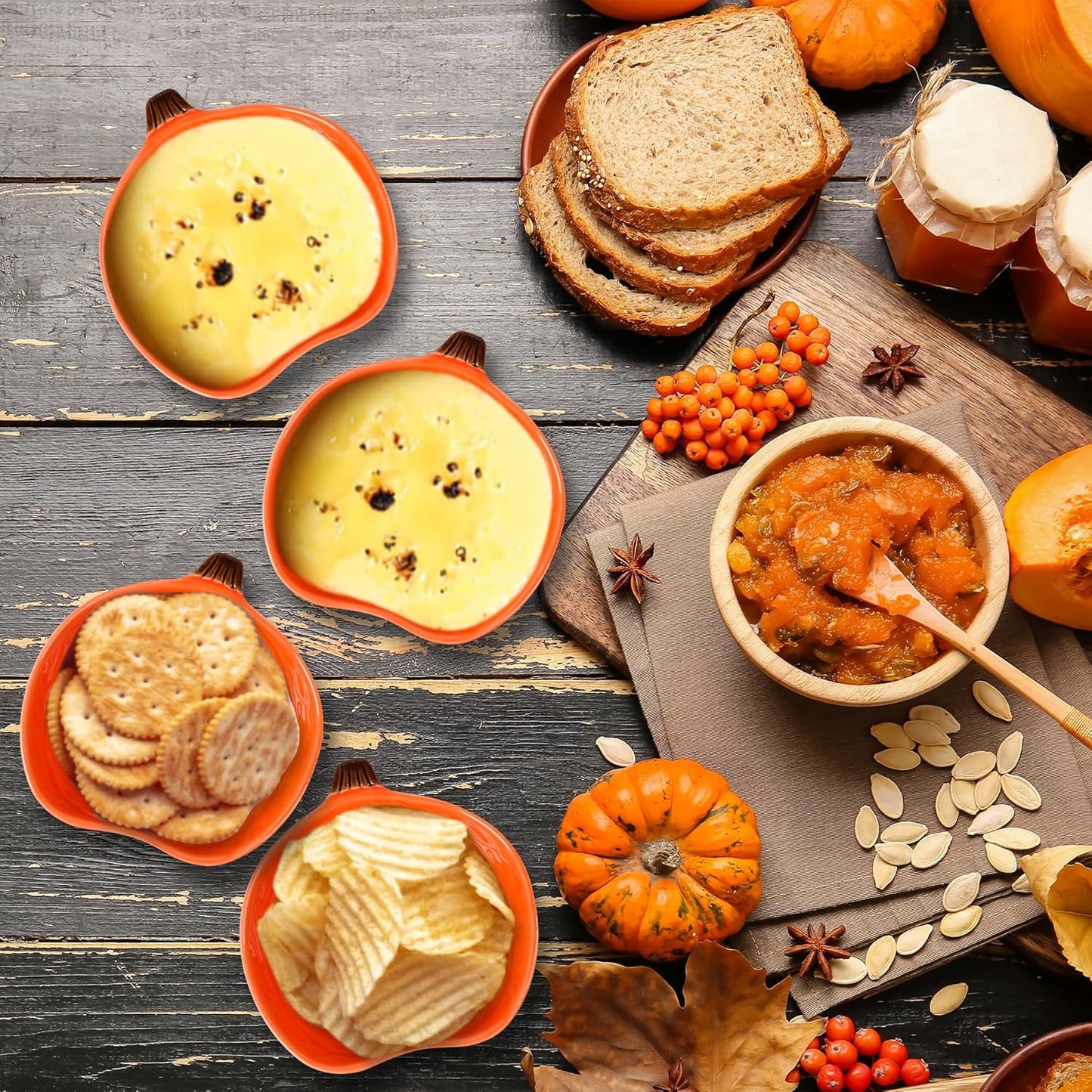 Kolewo4ever 12 Pieces Pumpkin Ramekins Haiioween Bowls Ceramic Pumpkin Bowl 6 Ounces Ramekins for Fall Halloween Serving Dip, Sauce, Condiments,Snack