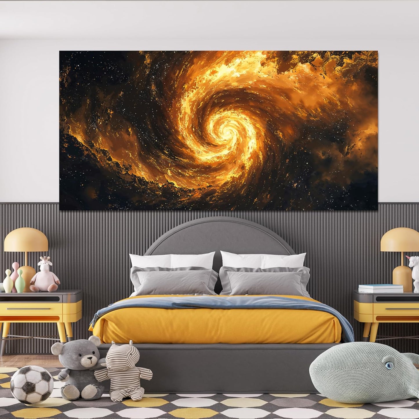 Canvas Wall Art Decor Black And Gold Modern Abstract Oversized Wall Art Decor For Living Room Galaxy Vortex Modern Abstract Aesthetic Wall Art Canvas Prints For Bedroom Office Wall Decor 29" X 58"