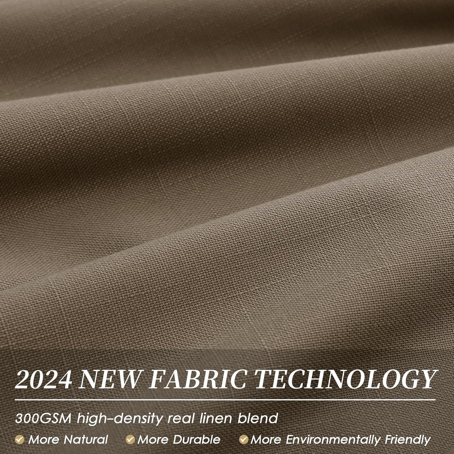 BOODII Room Darkening Curtains Dark Brown Black Out Curtains 96 Inches Long 2 Panel Set Back Tab Neutral Linen Curtain for Sliding Door Modern Farmhouse Living Room Blackout Drapes Soundproof 52x96