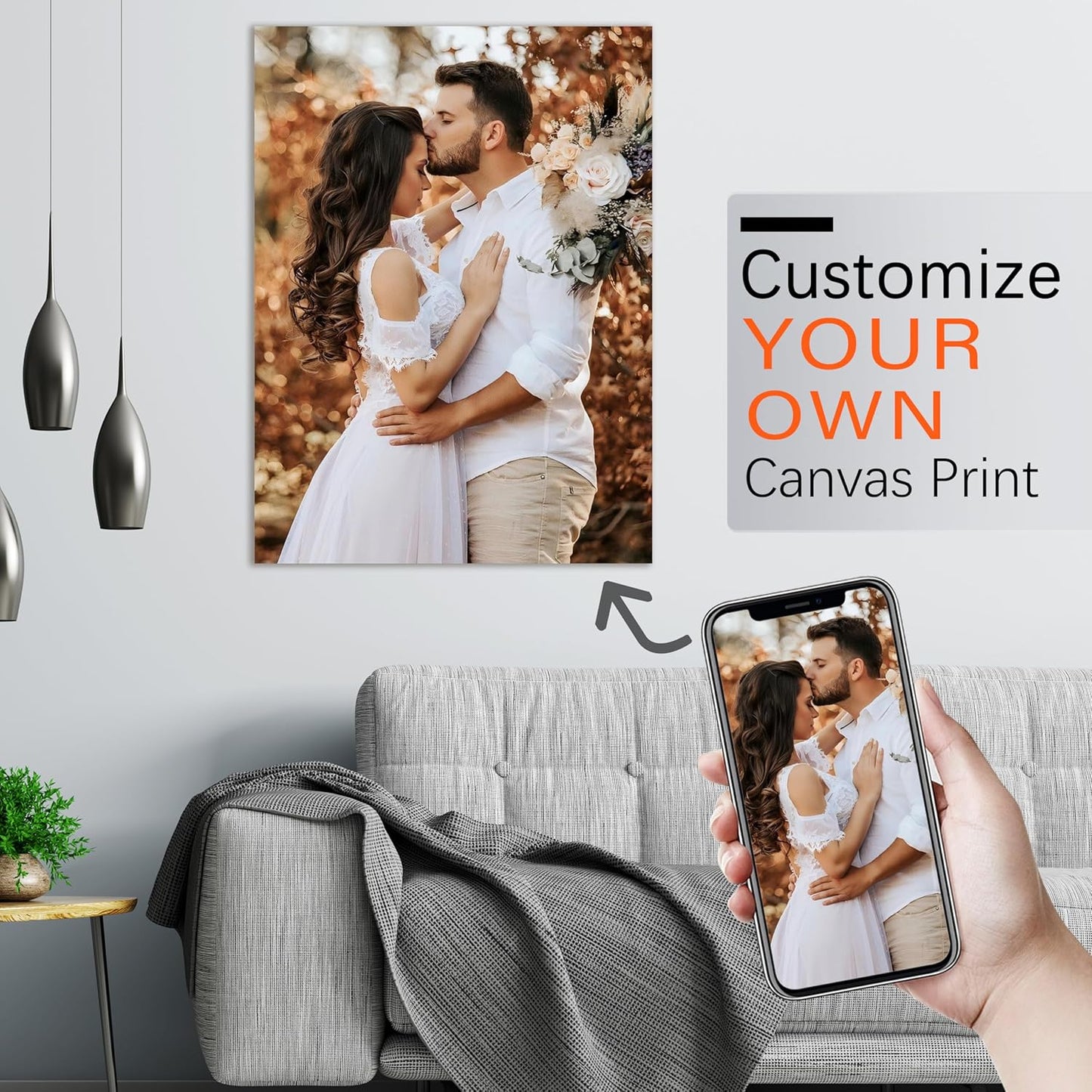 YUNART Ship Next Day - Custom Canvas Prints with Your Photos, Personalized Canvas with Pictures Print for Wall Art Bedroom, Customized Photo Gifts for Couple Men Women Mom Baby Dog Family - 18"x24"