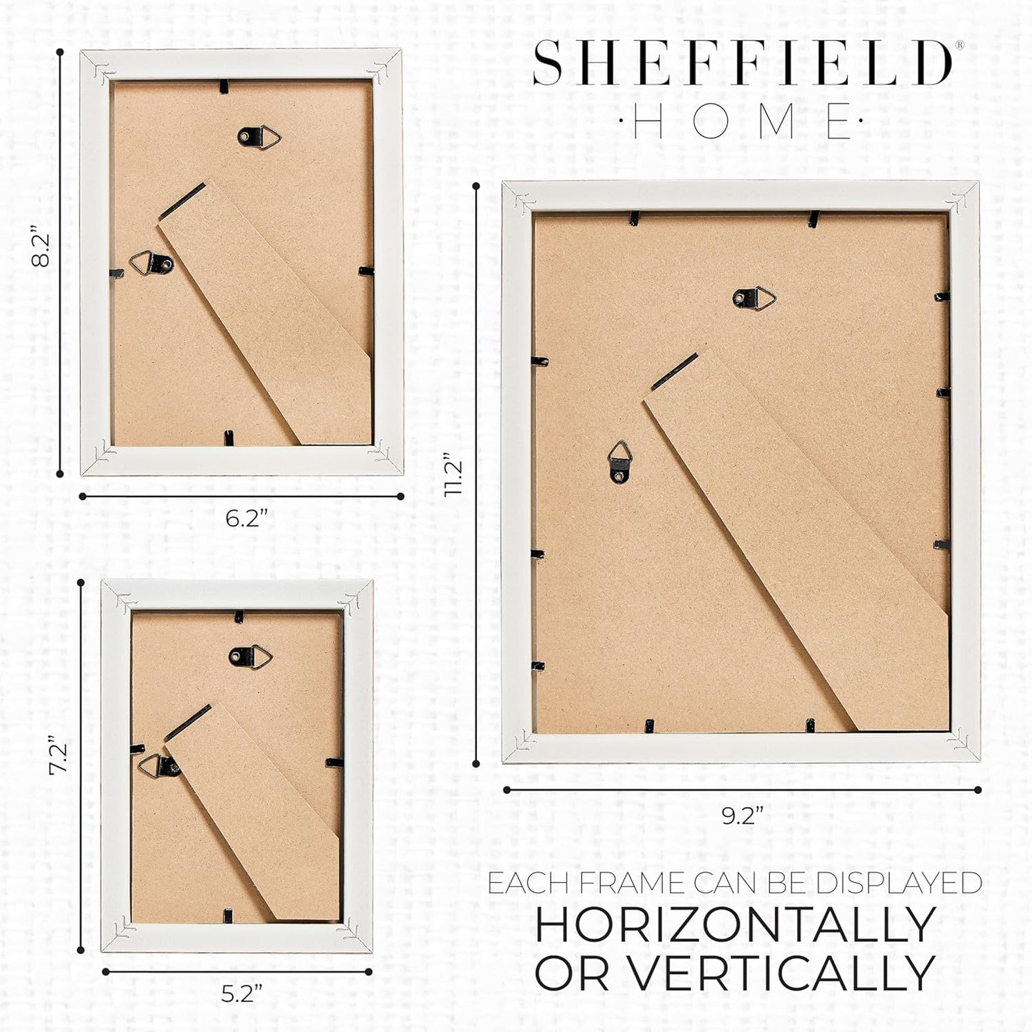 Sheffield Home 4 Piece Gallery Wall Frame Set, 8x10 Inch, 5x7 Inch, and 4x6 Inch, Light Natural