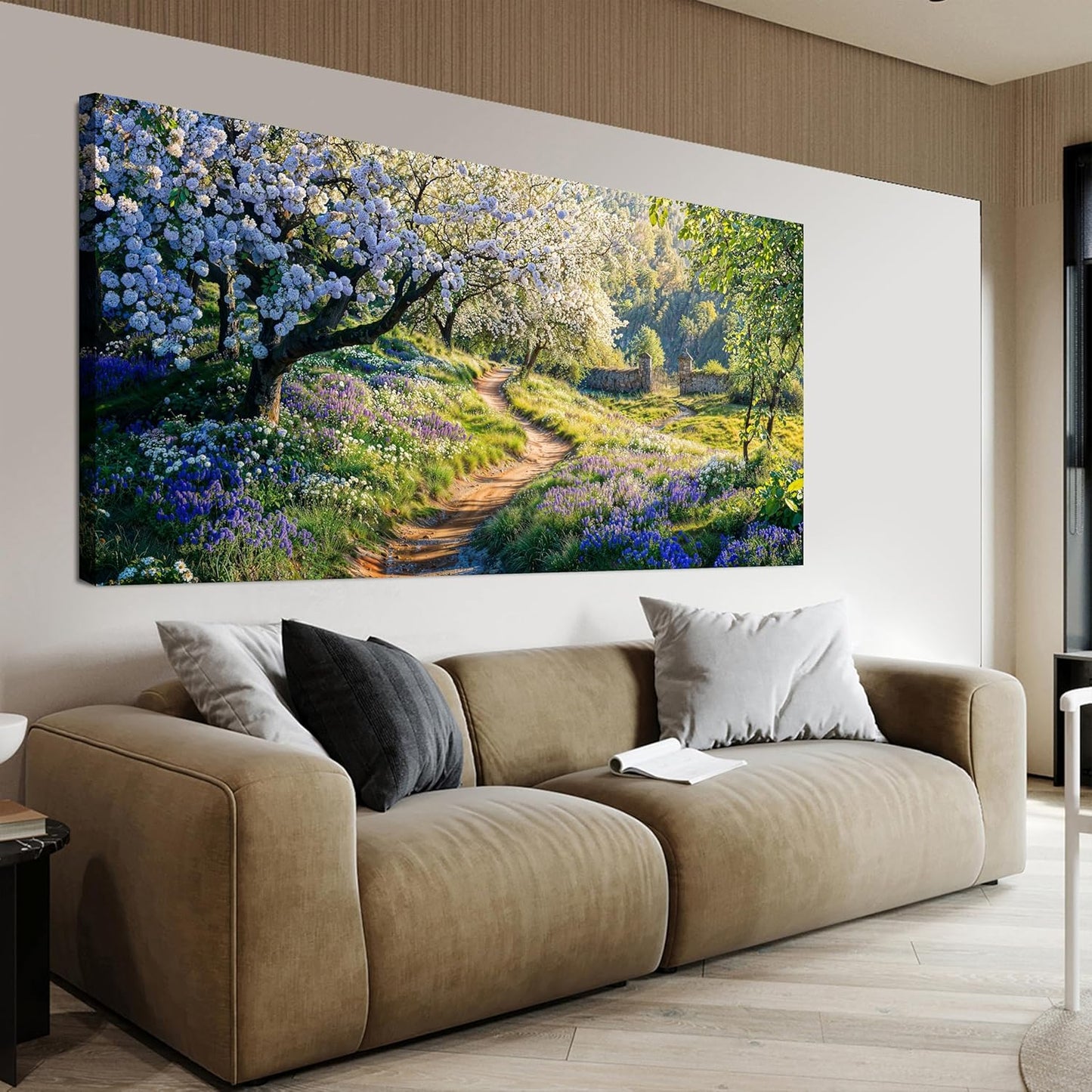 Canvas Wall Art Decor Modern Green Wall Art for Living Room Flower Tree Landscape Wall Art Prints Nature Trail Art Work for Wall Decor Artwork for Walls Kitchen Bedroom Office Decor 20" X 40"