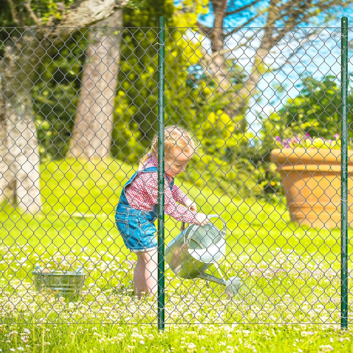 ARIFARO Sturdy Duty Metal Fence Posts 7 Feet assemblable,Pack of 10, No Digging Garden U Post for Wire Fencing Steel Poles for Yard, Outdoor