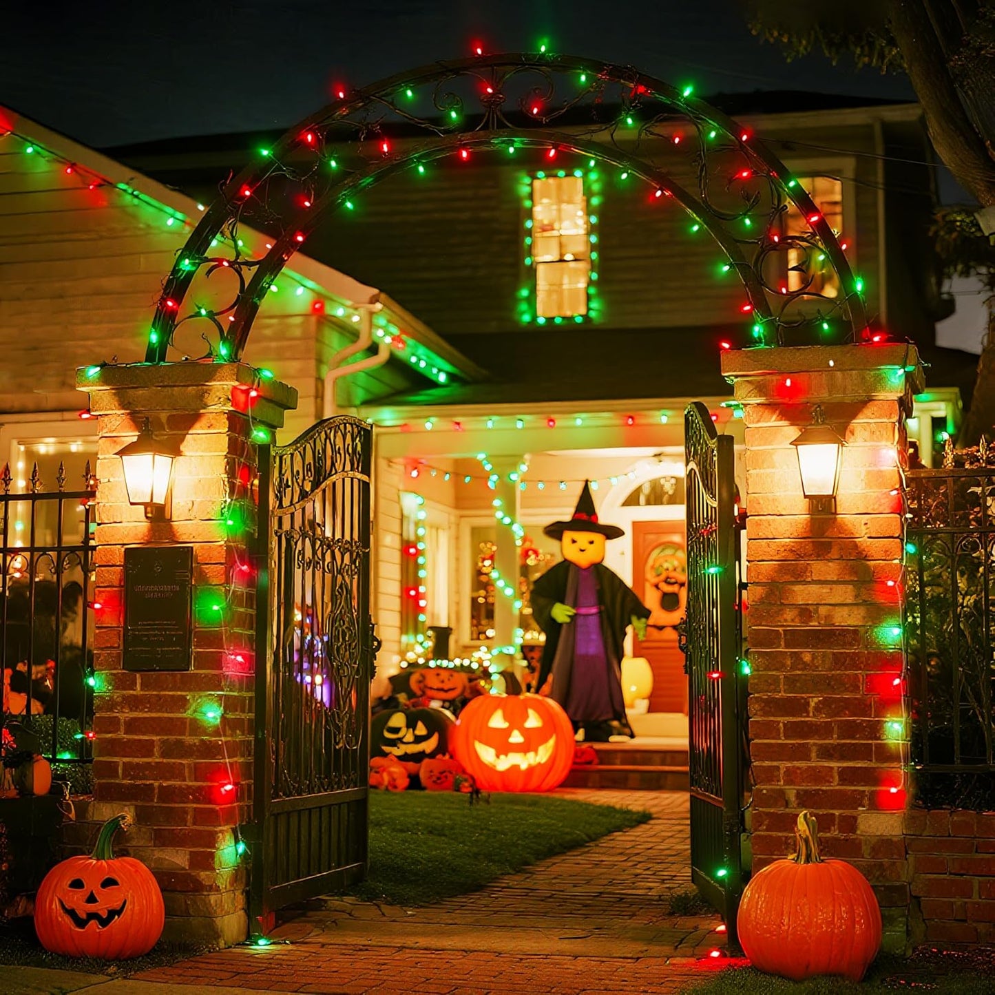 JMEXSUSS 168ft 600 LED Red to Green Halloween Lights Outdoor, Red Green Color Changing Christmas Lights, Christmas Twinkle String Lights Plug in for Tree Porch Yard Christmas Halloween Decorations