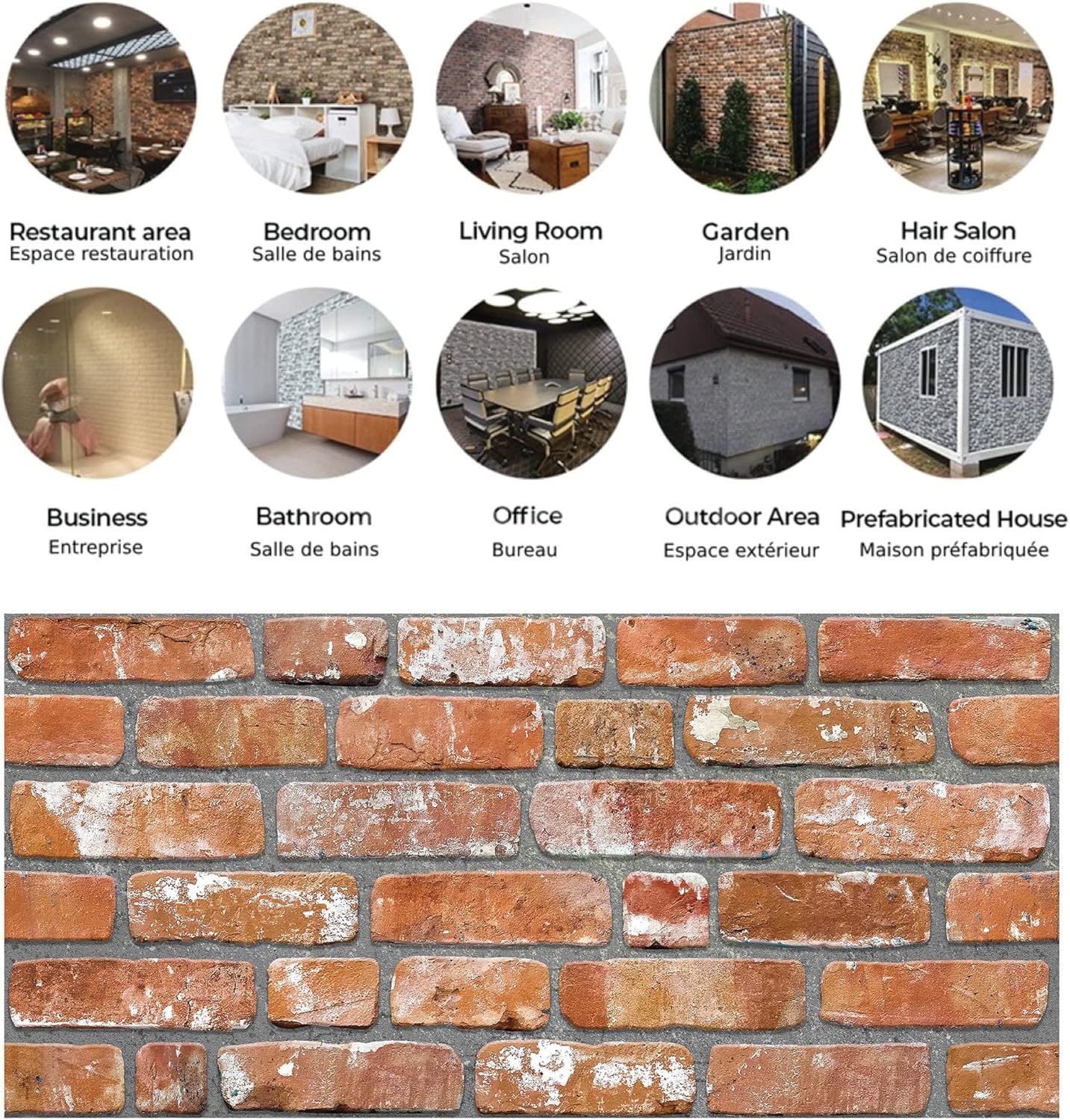 Dundee Deco 3D Wall Panels Faux Brick - Cladding, Red Orange Stone Look Wall Paneling, Styrofoam Facing for Living Room, Kitchen, Bathroom, Balcony, Bedroom, Sample, Size 10 x 10 in.