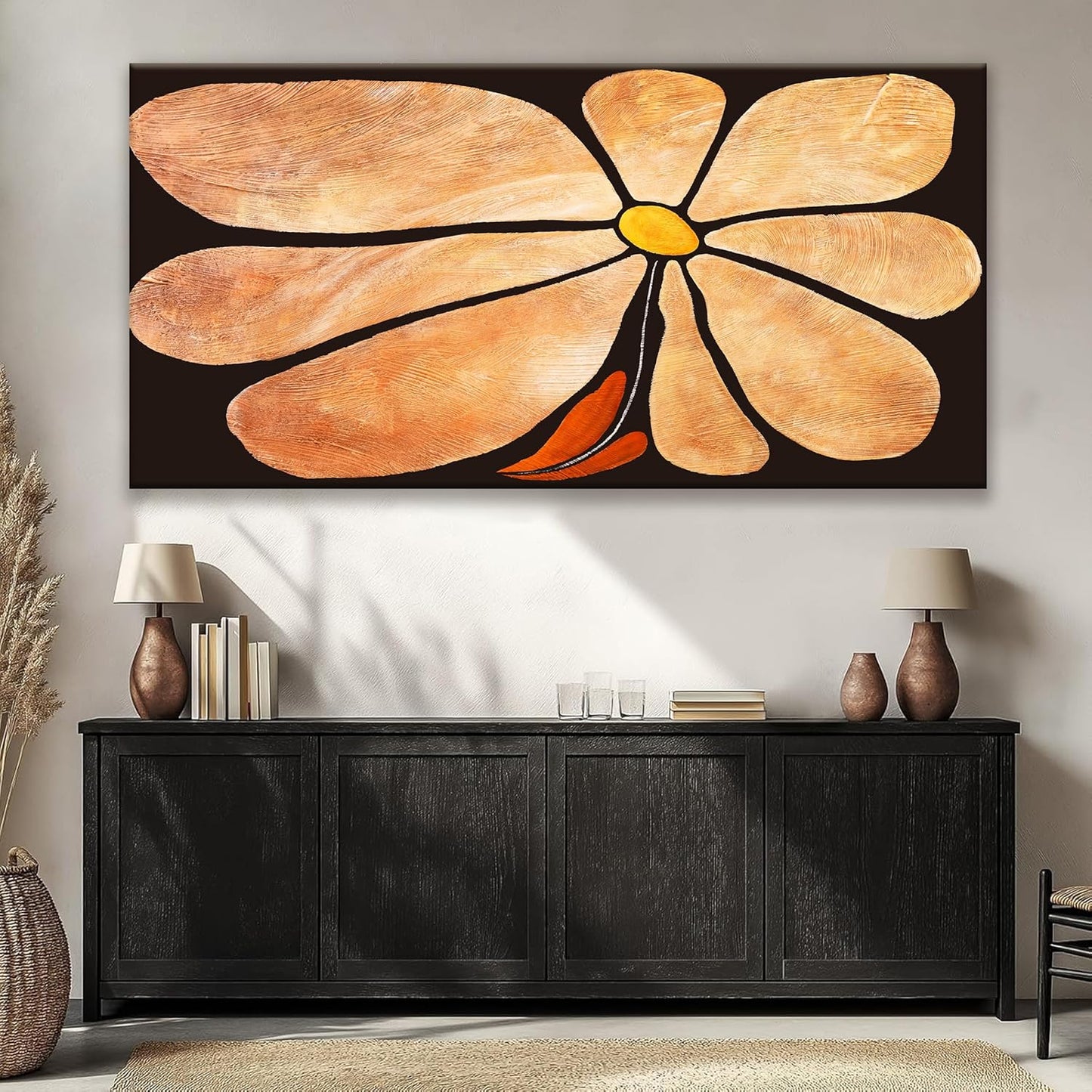 TAIJXAGSG Large Canvas Art Wall Decor Brown Flowers Wall Art Picture Modern Landscape Abstract Artwork Painting Home Wall Decor For Living Room Bedroom Home Office Prints Artwork 29"X 58"