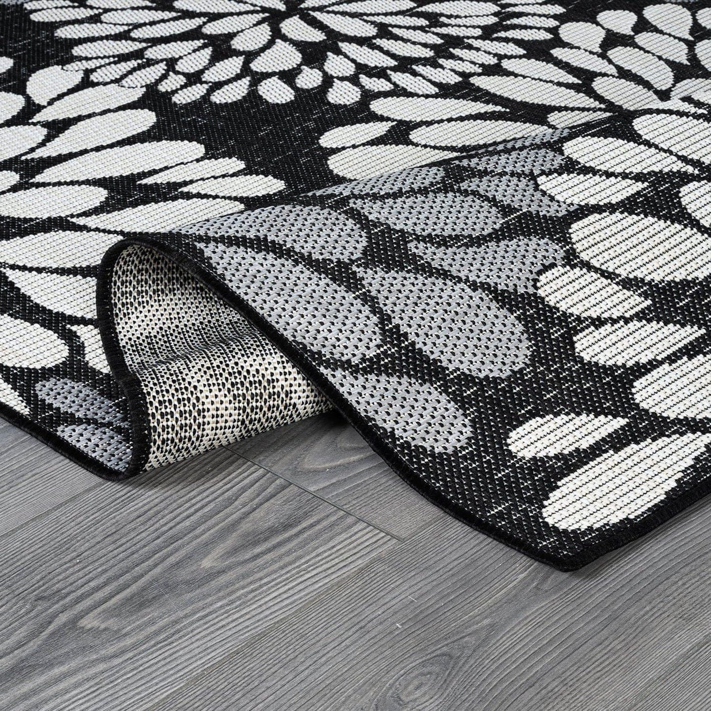 Beverly Rug Outdoor Rug 5x7 Modern Exotic Tropical Leaf Area Rugs for Indoor and Outdoor Patio Deck Porch Garden Water Resistant Washable Outside Carpet (5 x 7 Dark Gray)