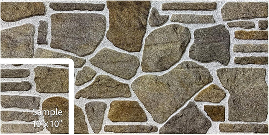 Dundee Deco 3D Wall Panels - Cladding Grey Caramel White Stone Look Wall Paneling, Styrofoam Facing for Interior and Exterior Applications, DIY, Sample, Size 10 x 10 in.