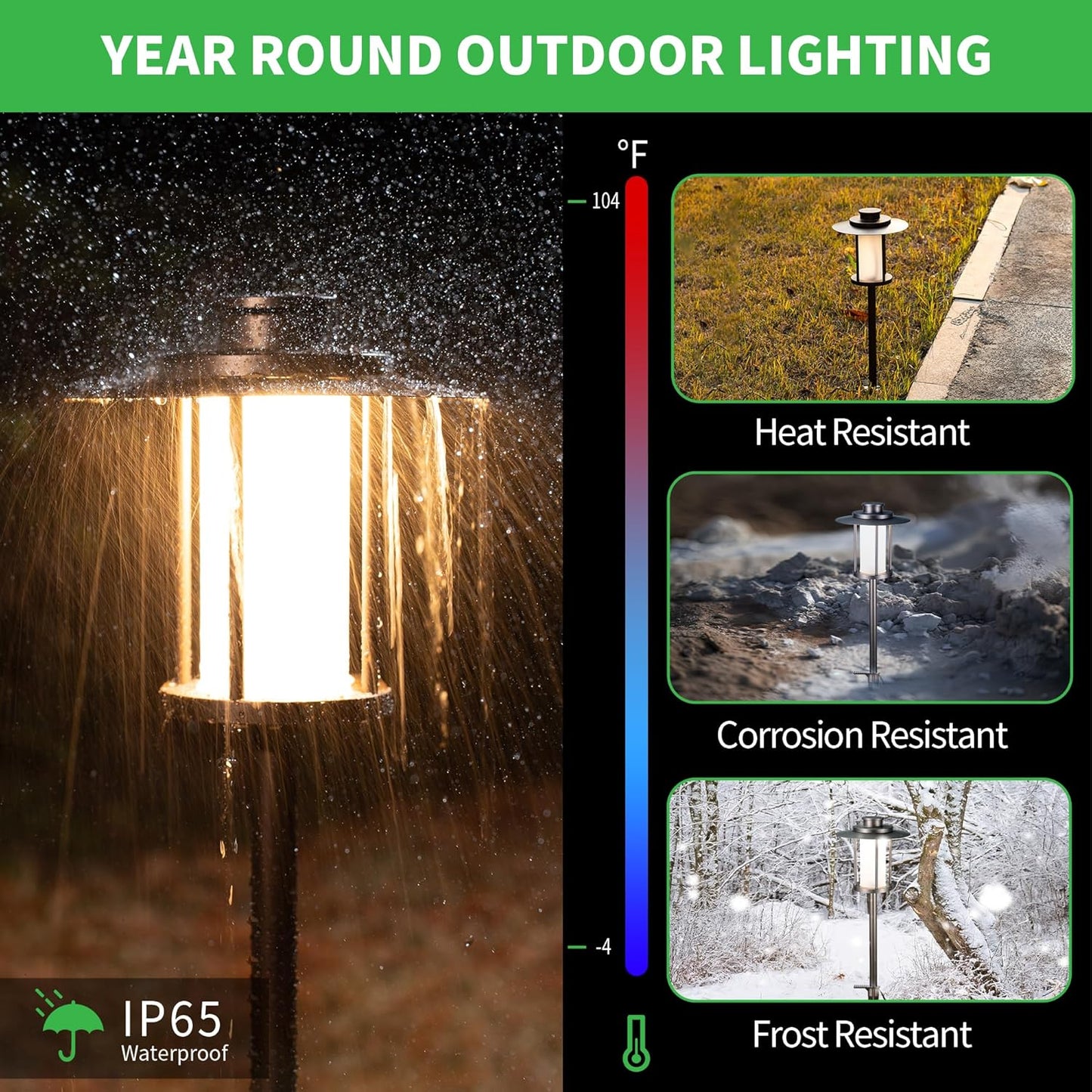 Low Voltage Pathway Lights - 2700K/3000K/3500K/4000K/5000K Selectable Landscape Path Light Wired, 12V IP65 Waterproof Walkway Lamp, Lantern Shape LED Aluminum ORB for Outdoor Yard Garden