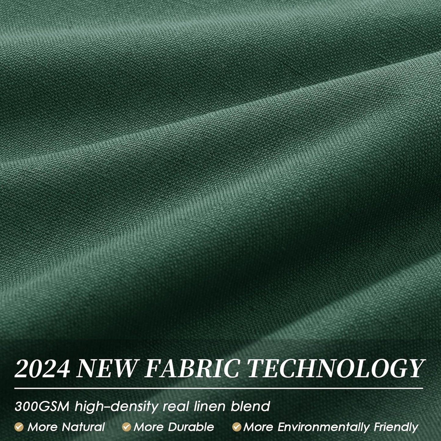 BOODII Green Linen 100% Blackout Curtains for Bedroom 102 Inch Long 2 Panels Window Curtain Floor to Ceiling Length for Living Room Sliding Glass Door Back Tab Linen Room Darkening Drapes 52x102