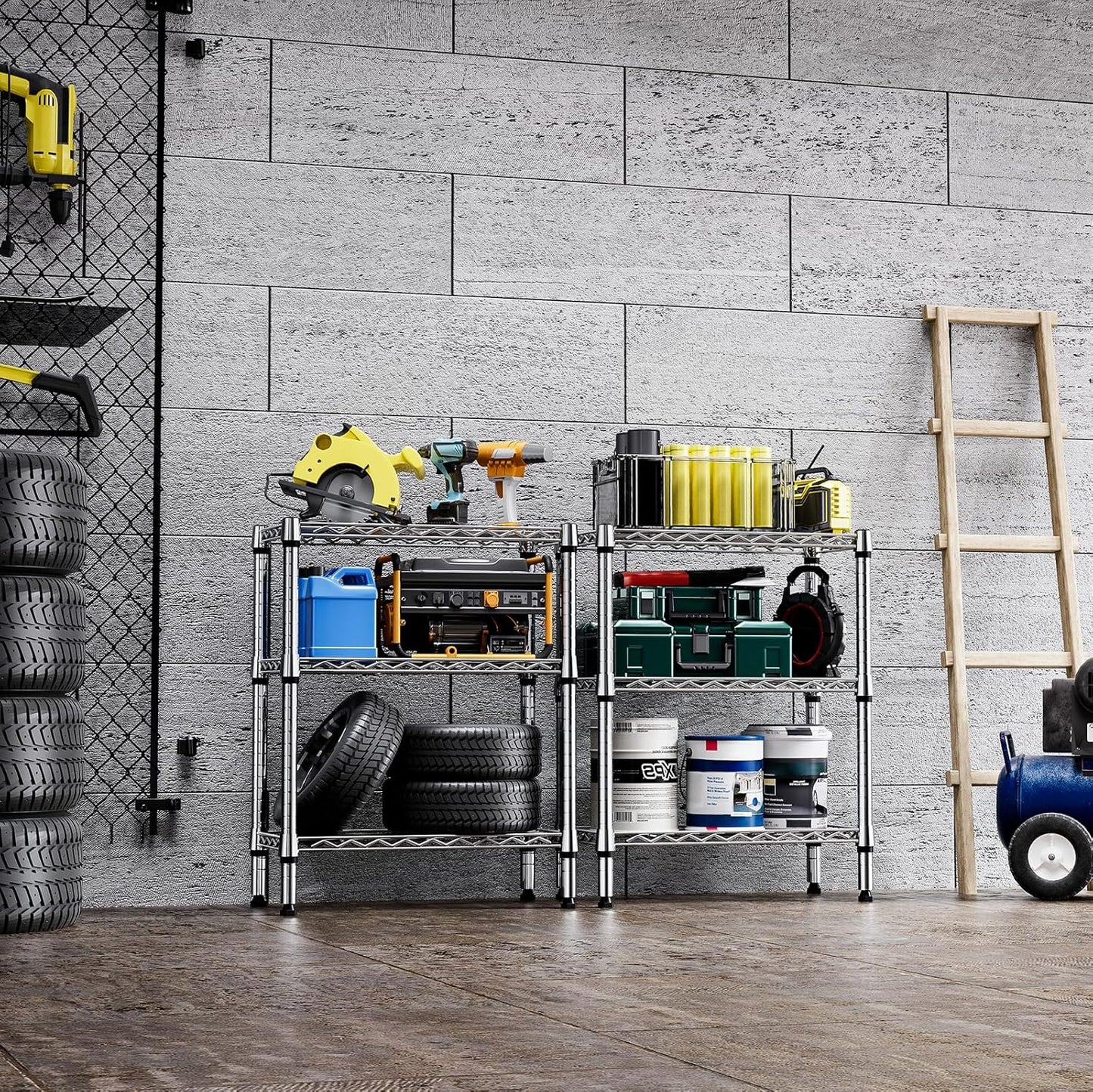 750 lbs 3 Tier Shelf Metal Storage Shelves Wire Rack Closet Organizers for Garage Kitchen Bathroom Laundry Chrome 11.8" D x 25.6" W x 31.5" H