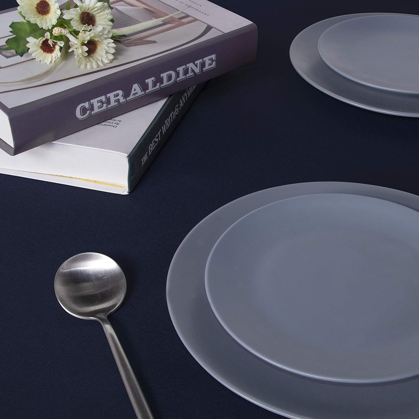 sancua Rectangle Tablecloth - 60 x 84 Inch - Stain and Wrinkle Resistant Washable Polyester Table Cloth, Decorative Fabric Table Cover for Dining Tables, Buffet Parties and Camping, Navy