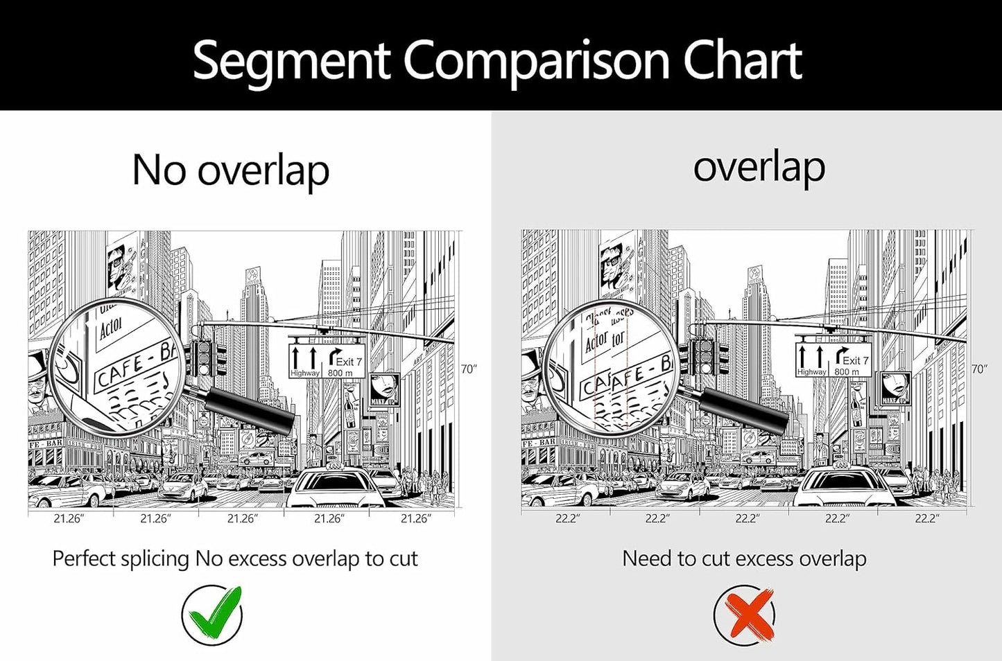 WFBHUA-Black and White New York City Wallpaper Hand Painted Times Square Wall Mural Decoration for Living Room Bedroom Offices(Not Peel and Stick)