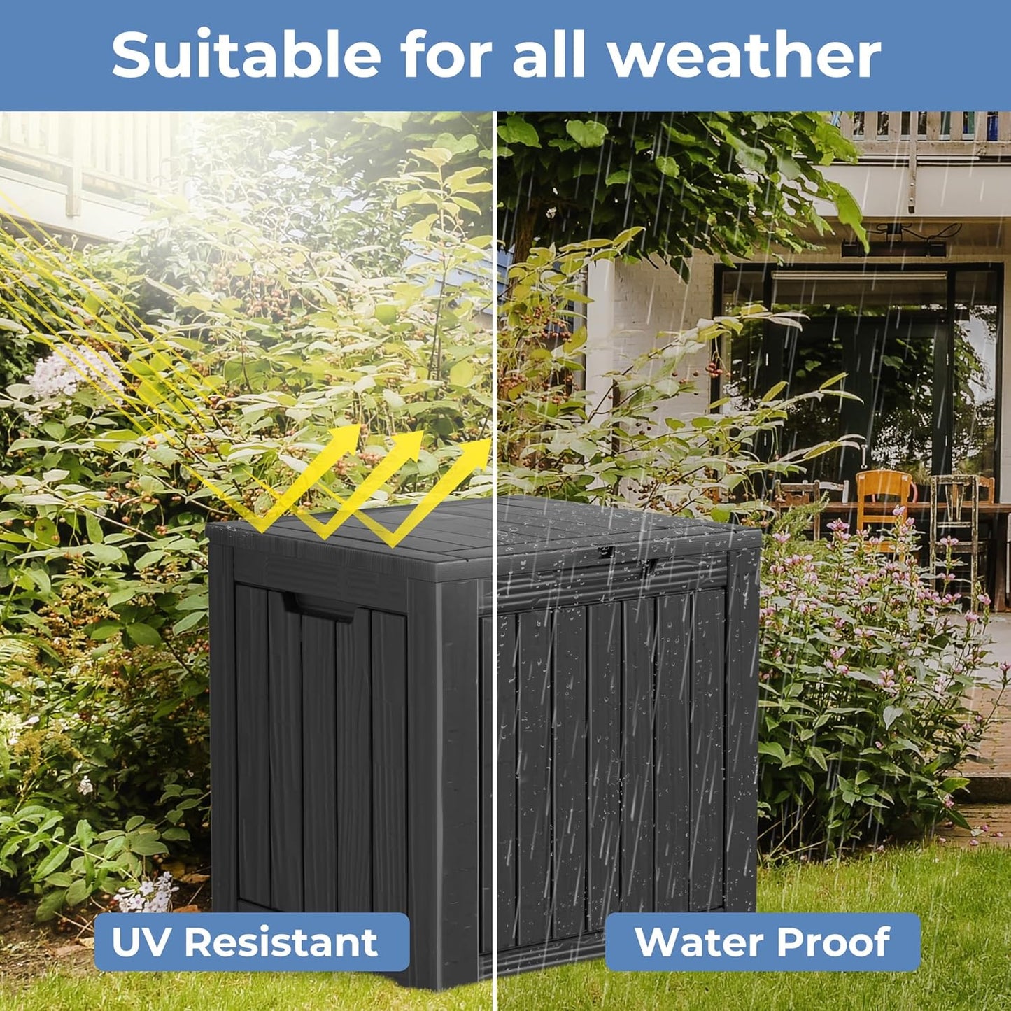 55 Gallon Outdoor Storage Box Waterproof Lockable Resin Deck Box Large, Patio Storage Bin for Pool Accessories Cushion Furniture, Garden Tools, UV-Resistant Outside Delivery Black