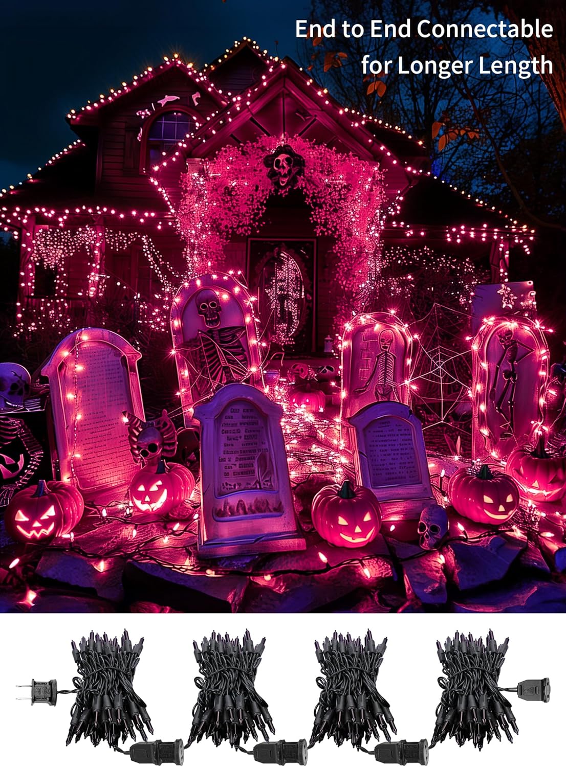 Purple Halloween Mini Lights, 50 Count 13 Feet Incandescent Bulb Mini String Lights, Connectable Halloween Light for Haunted House Ghost Party Holiday Window Indoor Outdoor Decoration, Purple