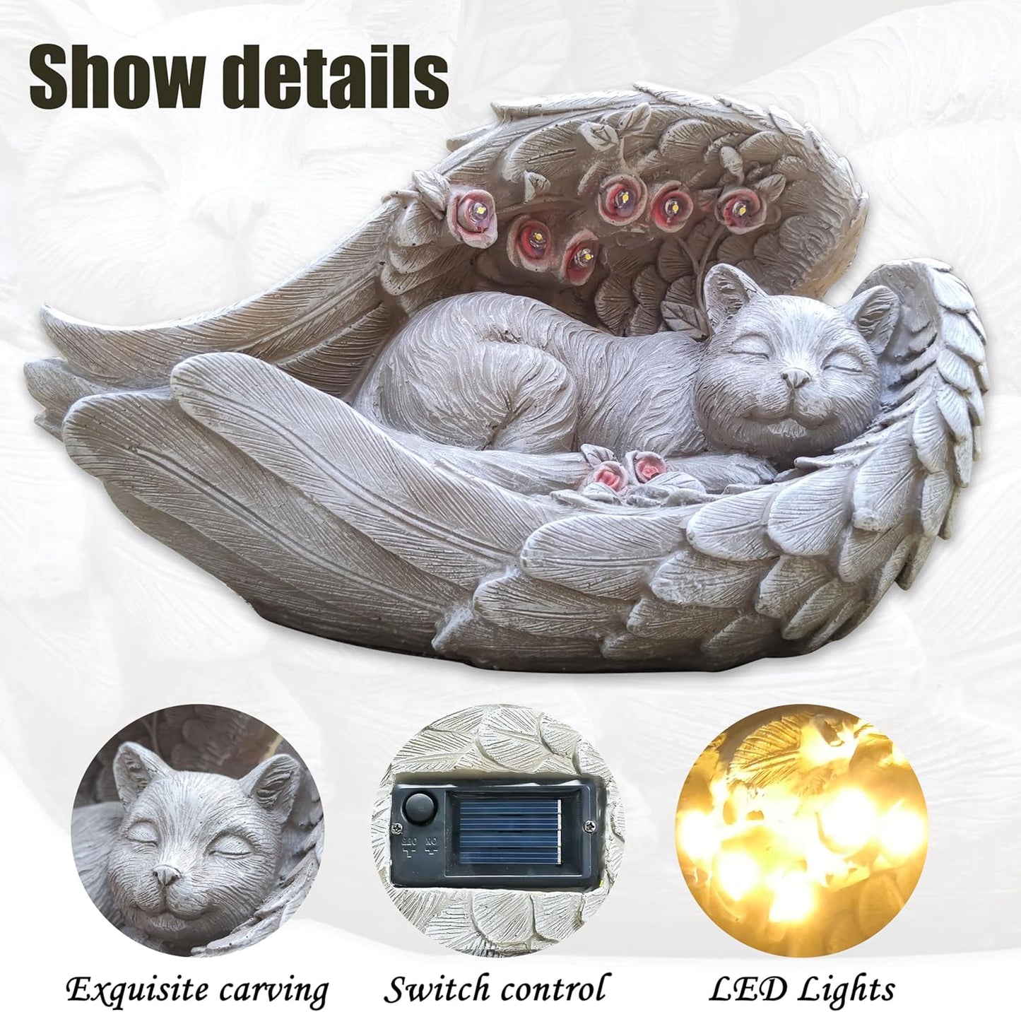 Solar Cat Garden Statues Outdoor Décor-Cat Figurines Solar LED Light Lawn Ornaments - Yard Decorations for Patio, Balcony, Backyard -Unique Birthday House Warming Gifts for Mom