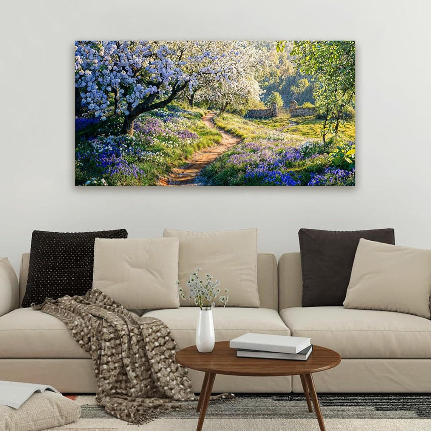 Canvas Wall Art Decor Modern Green Wall Art for Living Room Flower Tree Landscape Wall Art Prints Nature Trail Art Work for Wall Decor Artwork for Walls Kitchen Bedroom Office Decor 20" X 40"