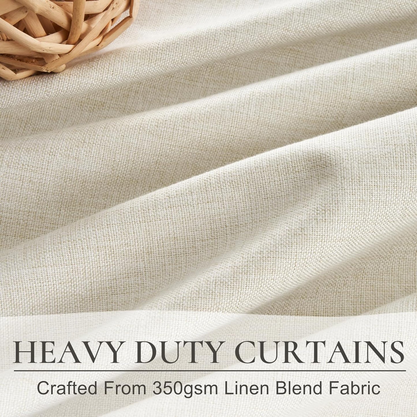 Cream Linen Curtains 120 Inches Long for Bedroom, Ceiling Mount Track Curtains with Back Tab Pinch Pleated Blackout Drapes for Sliding Glass Patio Doors Inside 10 ft Large Window Farmhouse 2 Panels