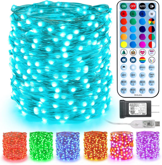 BrizLabs Color Changing Fairy Lights, 66ft 200 LED Rainbow Christmas Fairy Lights with Remote, RGB Xmas Tree Light with Timer, Dimmable Twinkle Light Music Sync for Indoor Xmas Halloween Easter Party