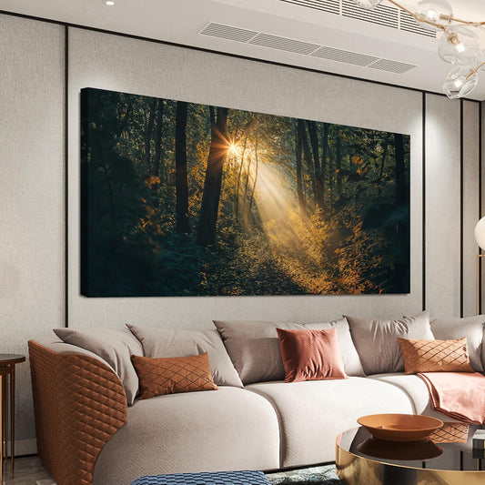 Canvas Wall Art Landscape Sunny Forest Trail oversized Wall Art Decor wall decorations Pictures Prints For Bedroom Decorations Pictures For Living Room Office Wall Decor 29“ X 58” Ready to Hang