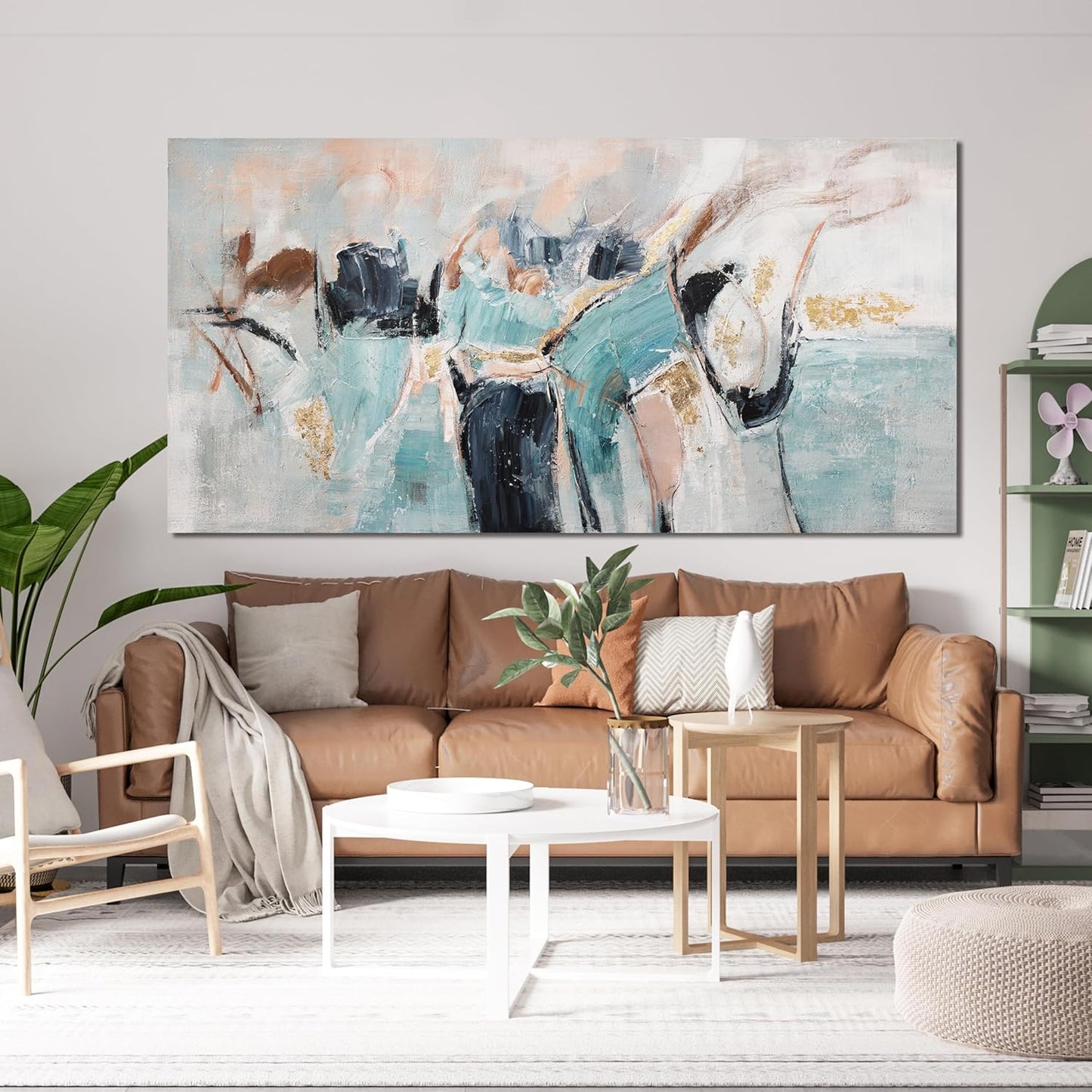 Canvas Wall Art Decor Canvas Abstract Aesthetic Blue And Gold Abstract Modern Oversized Wall Art Decor Paintings Artwork For Living Room Wall Art canvas prints For Bedroom Office Wall Decor 29" X 58"