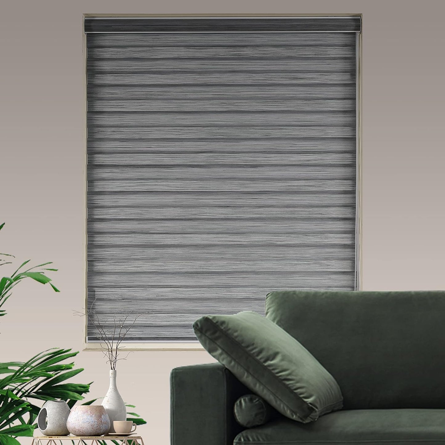 Zebra Blinds Window Blind Zebra Shade Blinds for Windows Roller Sheer Shades Privacy Light Filtering Shades for Home Kitchen Bathroom (Width 62'' X Height 72'' Grey)