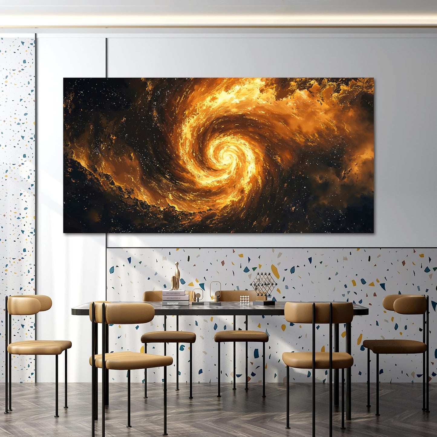 Canvas Wall Art Decor Black And Gold Modern Abstract Oversized Wall Art Decor For Living Room Galaxy Vortex Modern Abstract Aesthetic Wall Art Canvas Prints For Bedroom Office Wall Decor 29" X 58"