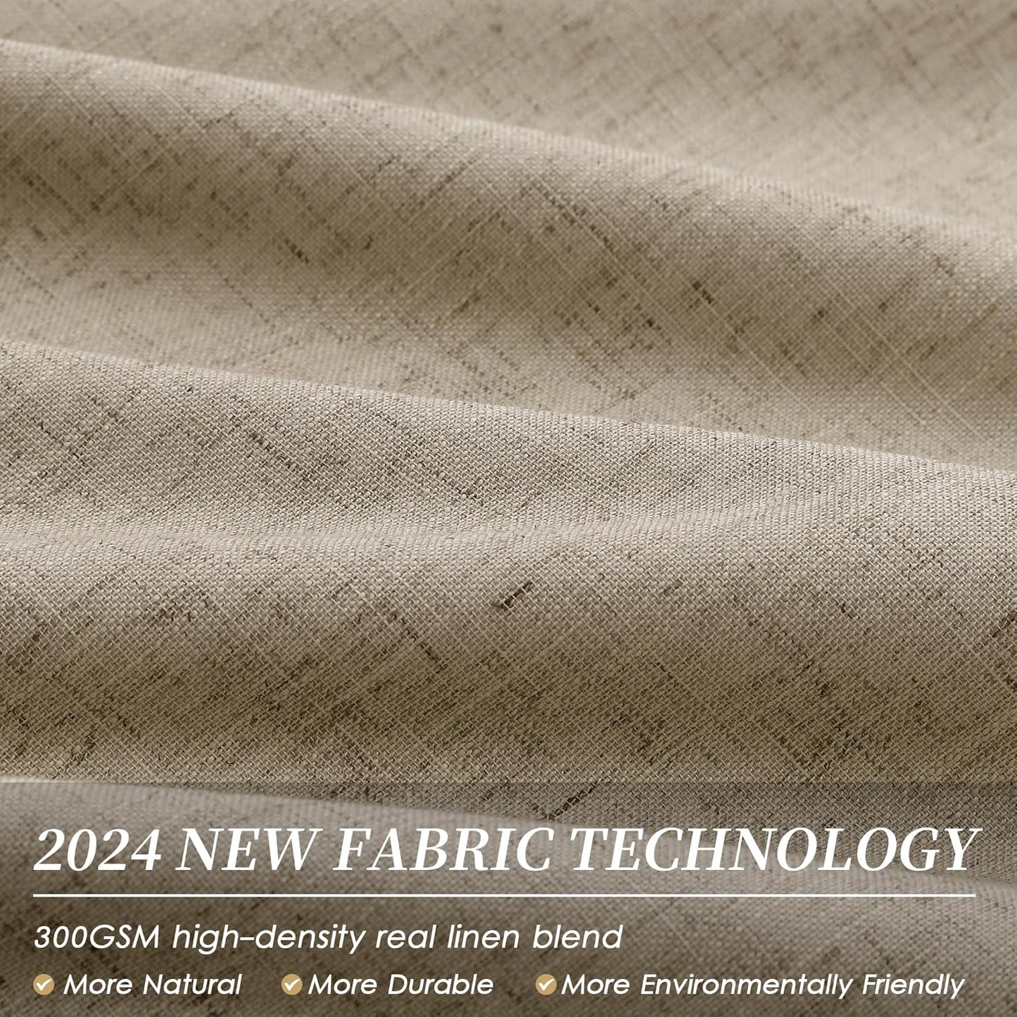 BOODII 100% Blackout Curtains for Bedroom 95 Inch Length 2 Panels Set Room Darkening Linen Curtains Khaki Black Out Curtain Neutral Thermal Insulated Living Room Nursery Drapes Back Tab 52x95