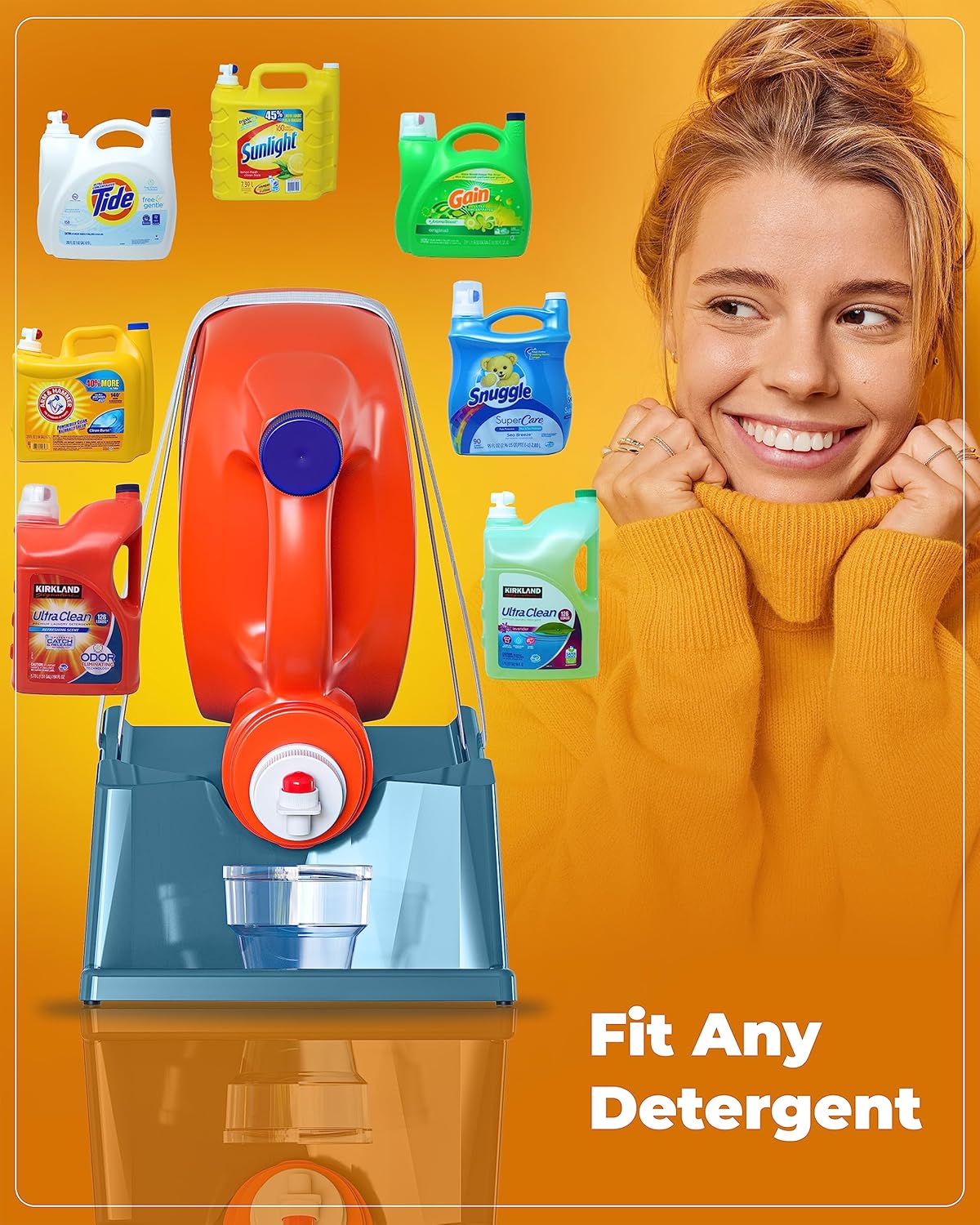 TidyFriend Laundry Detergent Holder Stand with Drip Tray, 3 Pack Laundry Soap Holder with Non-Slip Rubber Feet for Washing Space Organization, Angled Downward Slope for Easy Pouring (Slate Grey)