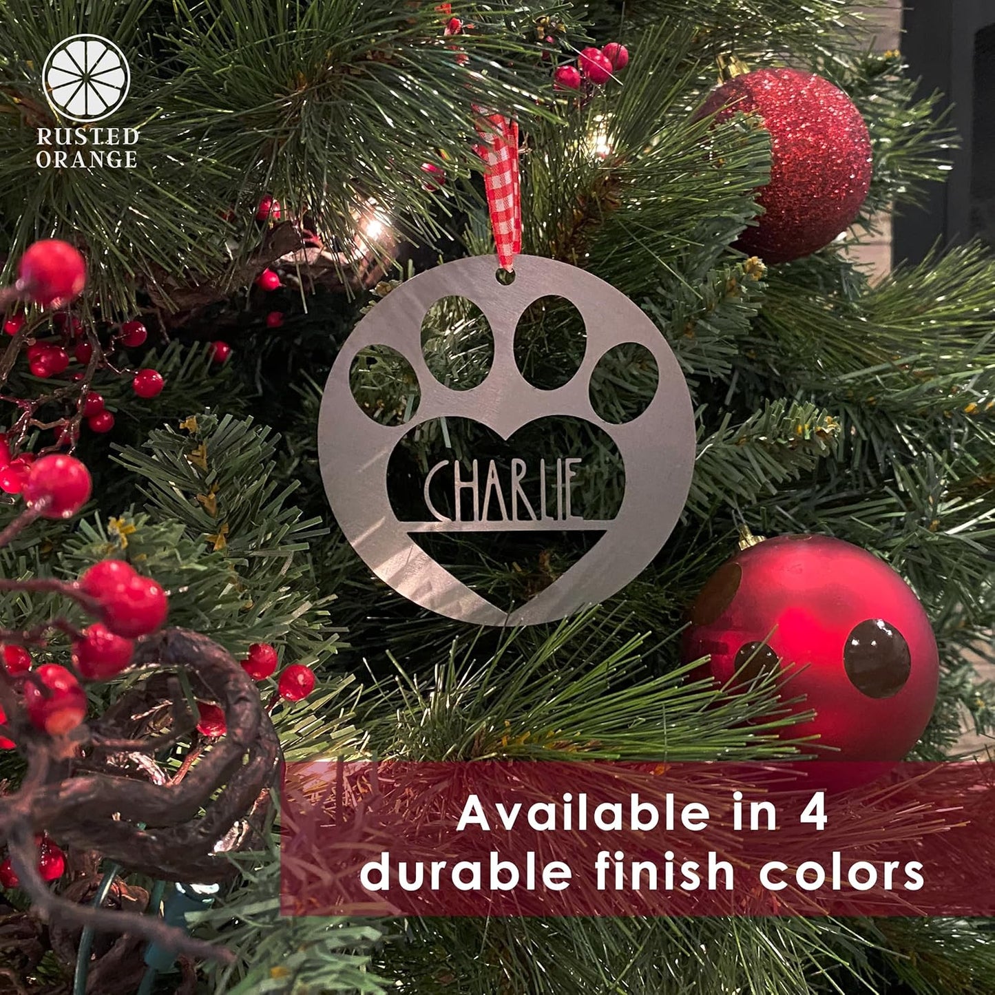 Man's Best Friend Personalized Pet Ornaments (2 Pack; 6 Inch) - Custom Name and Personalized Dog and Paw Design Christmas Ornaments for Christmas Tree
