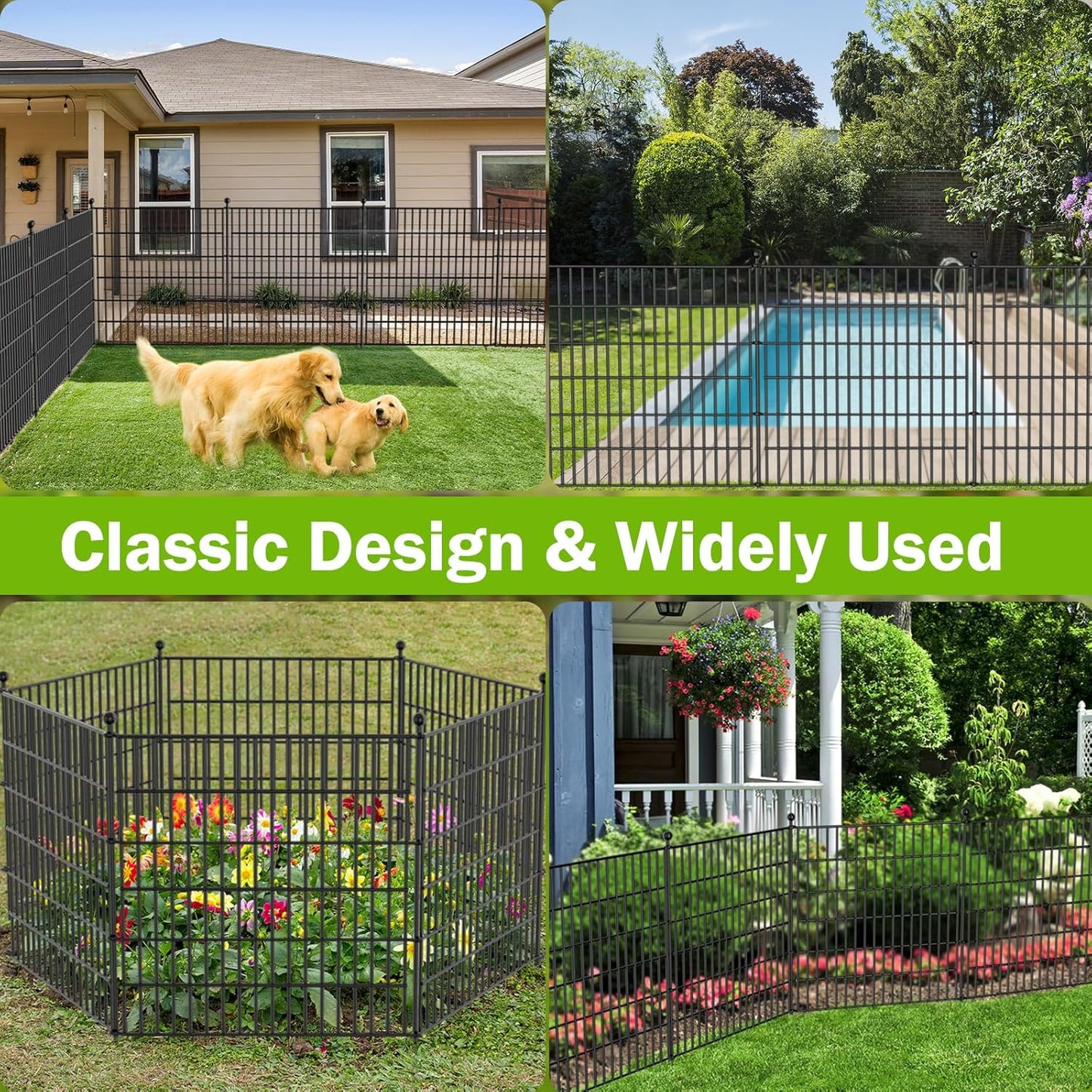 20 Panels No Dig Decorative Outdoor Garden Fence for Yard, 40 in(H) X 47.2 ft(L) Animal Barrier Fencing Rustproof Metal Wire Panel Border for Dog, Rabbits, and Patio Temporary Ground Stakes