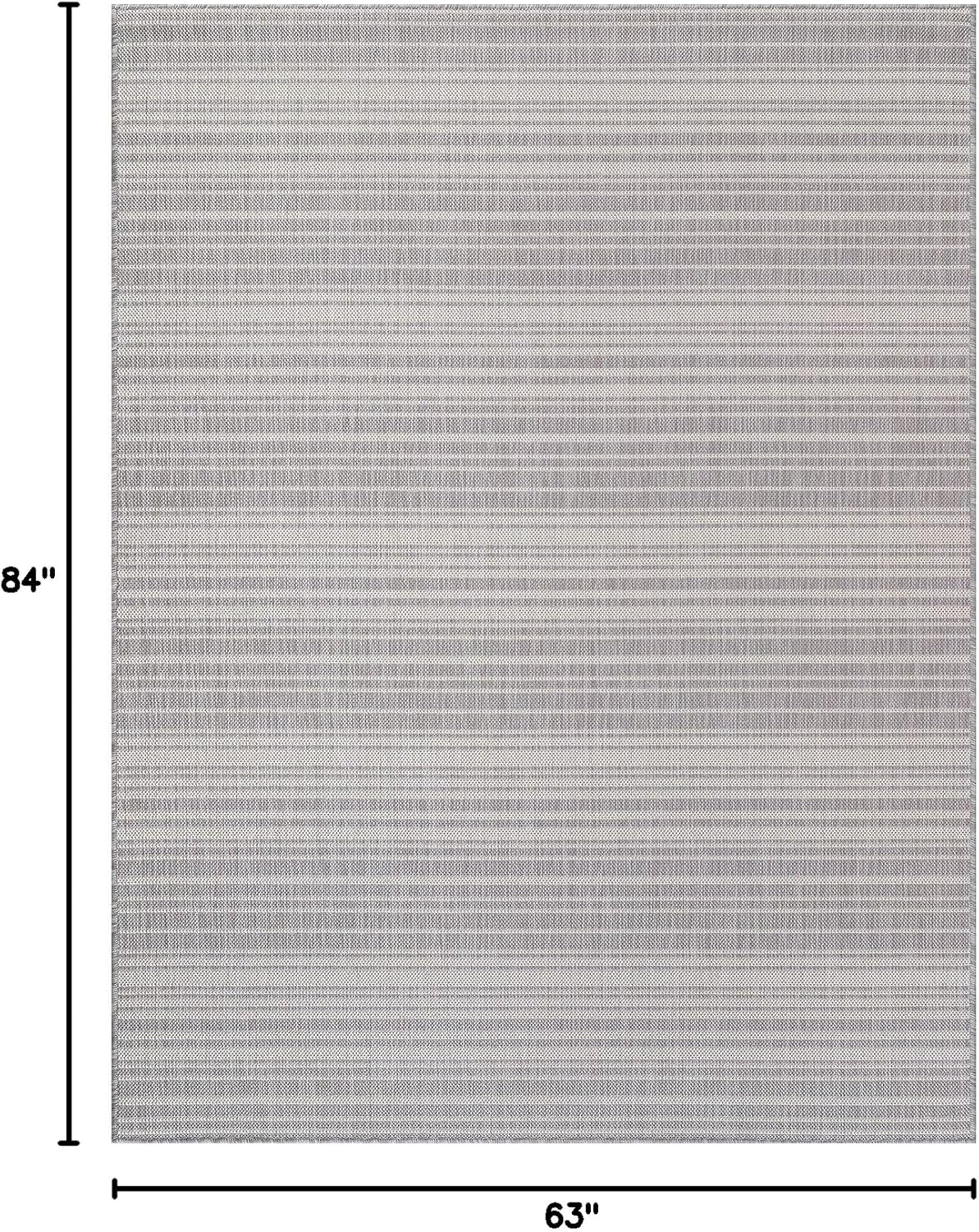 Stripe Outdoor Rug 5x7 Washable Outside Carpet for Indoor Patio Porch Waterproof Easy Cleaning Non Shedding Area Rugs Gray 5 x 7