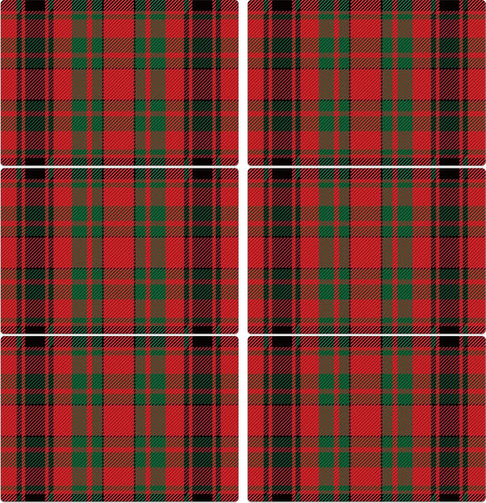 Christmas Placemats Set of 6 Red and Green Plaid Plastic Table Mats Recyclable Place Mats Washable Farmhouse Holiday Table Decoration for Indoor Outdoor Christmas Party Kitchen Dining