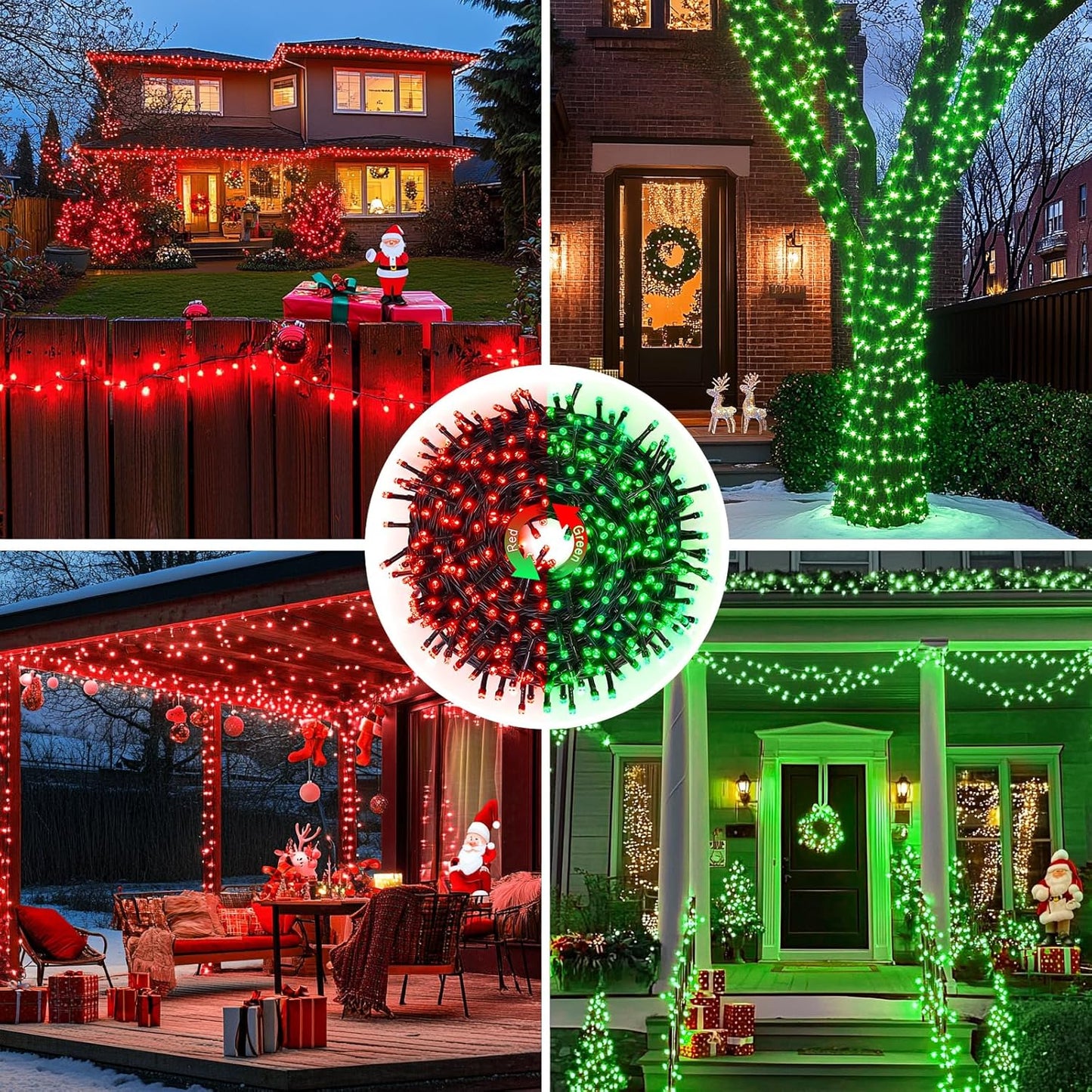 JMEXSUSS 200 LED Halloween Lights Outdoor, 66ft Red and Green String Lights with Remote, Connectable Waterproof Color Changing Christmas Lights for Party Yard Christmas Halloween Decor