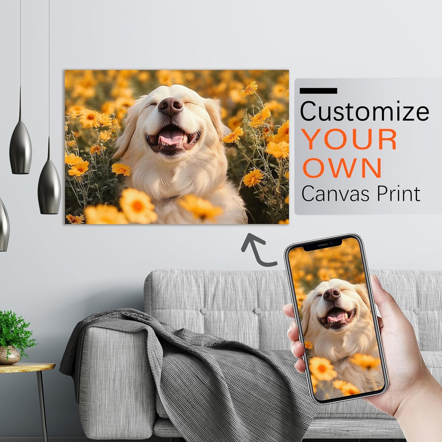 Ship Next Day - Custom Canvas Prints with Your Photos, Personalized Canvas with Pictures Print for Wall Art Bedroom, Customized Photo Gifts for Couple Men Women Mom Baby Dog Family - 18"W x 12"L