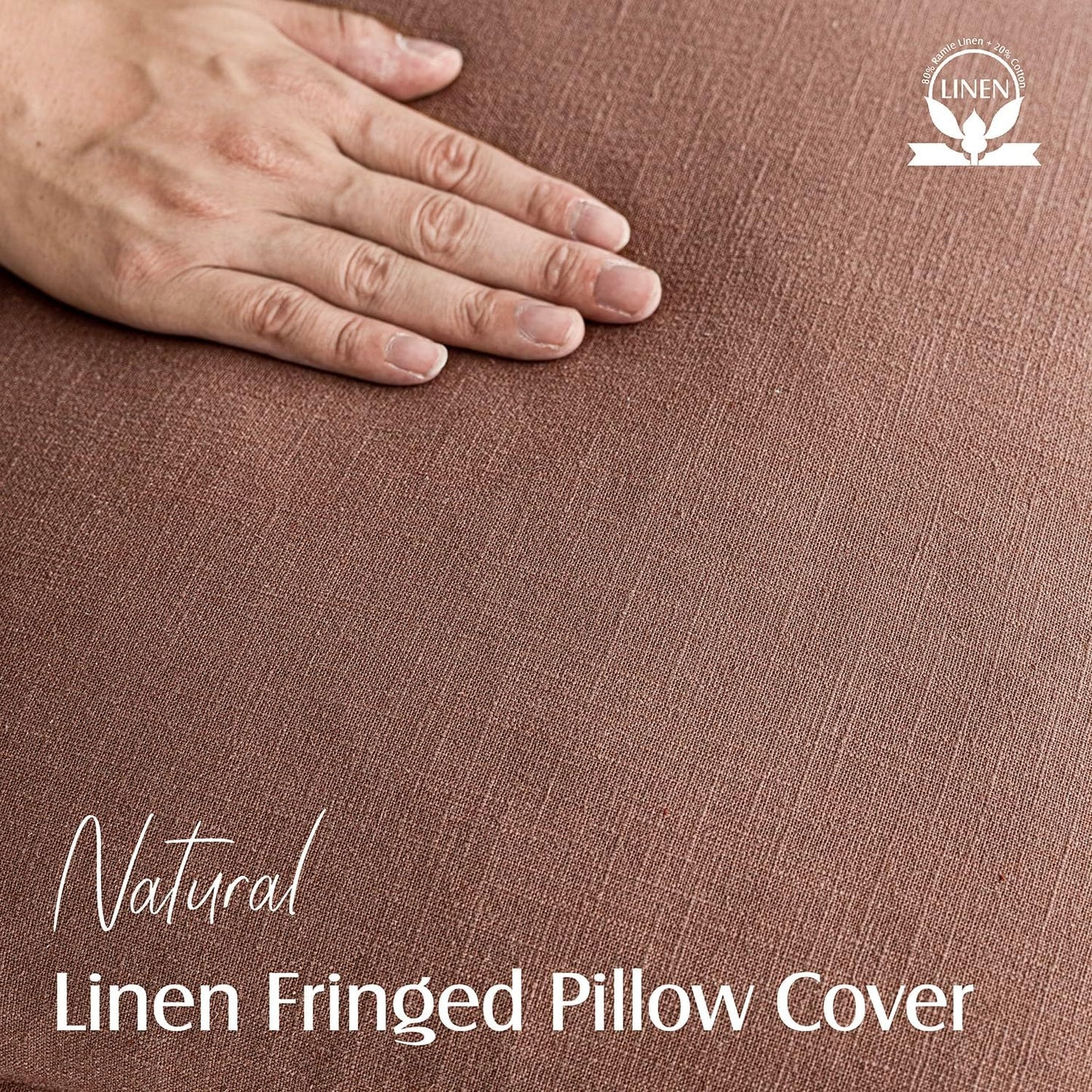 Foindtower Set of 2 Decorative Linen Fringe Throw Pillow Covers Cozy Boho Farmhouse Cushion Cover with Tassels Soft Accent Pillowcase for Couch Sofa Bed Living Room Home Decor, 24×24 Inch, Rust