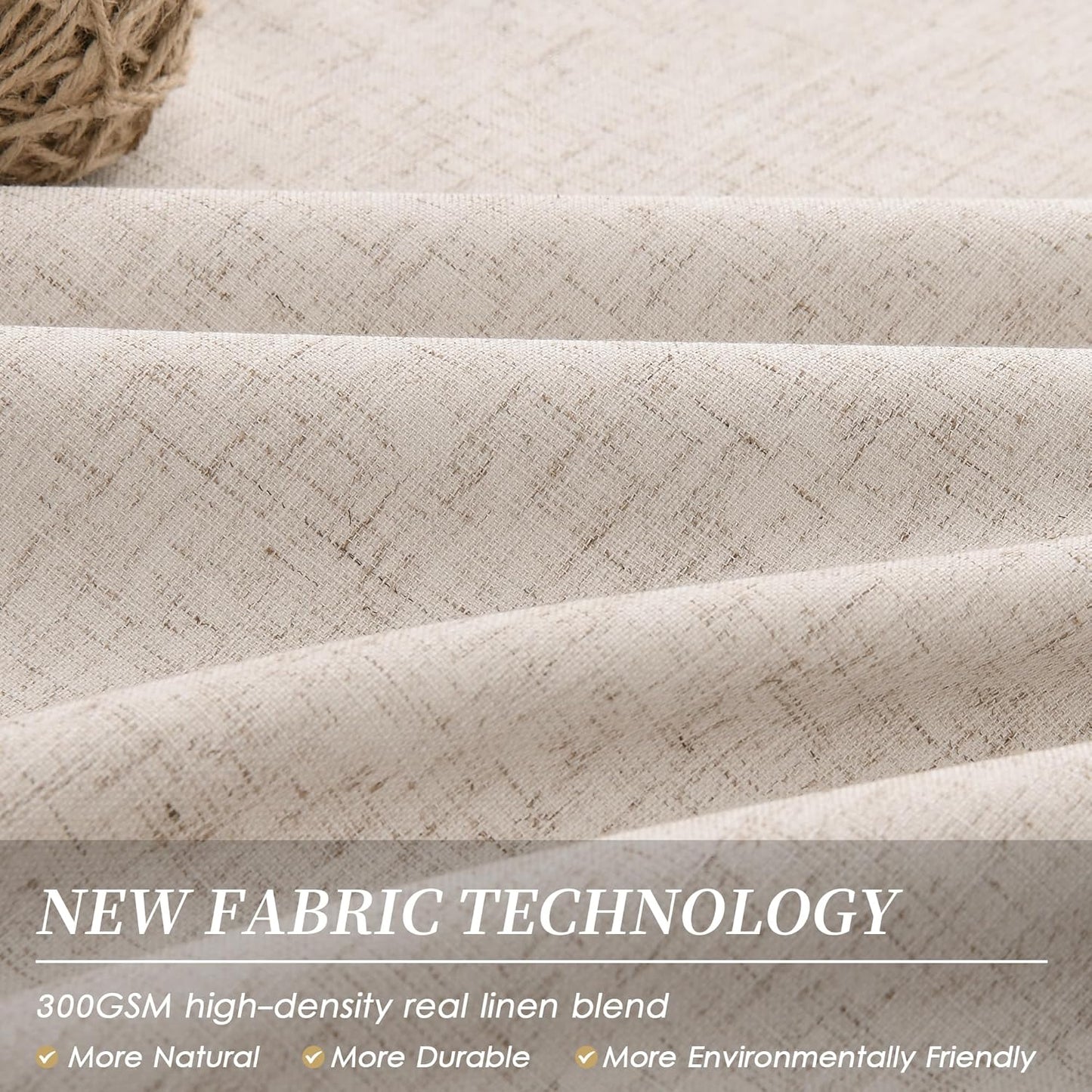 BOODII Oatmeal Linen 102 Inch Curtains Light Blocking Thermal Insulated Window Drapes for Living Room 100% Blackout Room Darkening Curtains Back Tab Loop Pocket Pleated Curtain for Bedroom Nursery