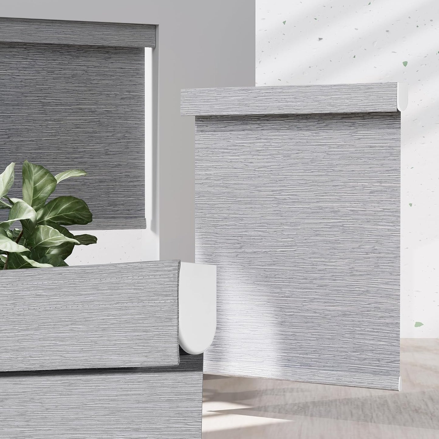 Blackout Roller Shades for Indoor Windows, Cordless Jacquard Fabric-Matched Roller Blinds, Easy to Install Privacy UV Protection Roll Up Blinds for Home Office, Grey, 35" W x 72" H