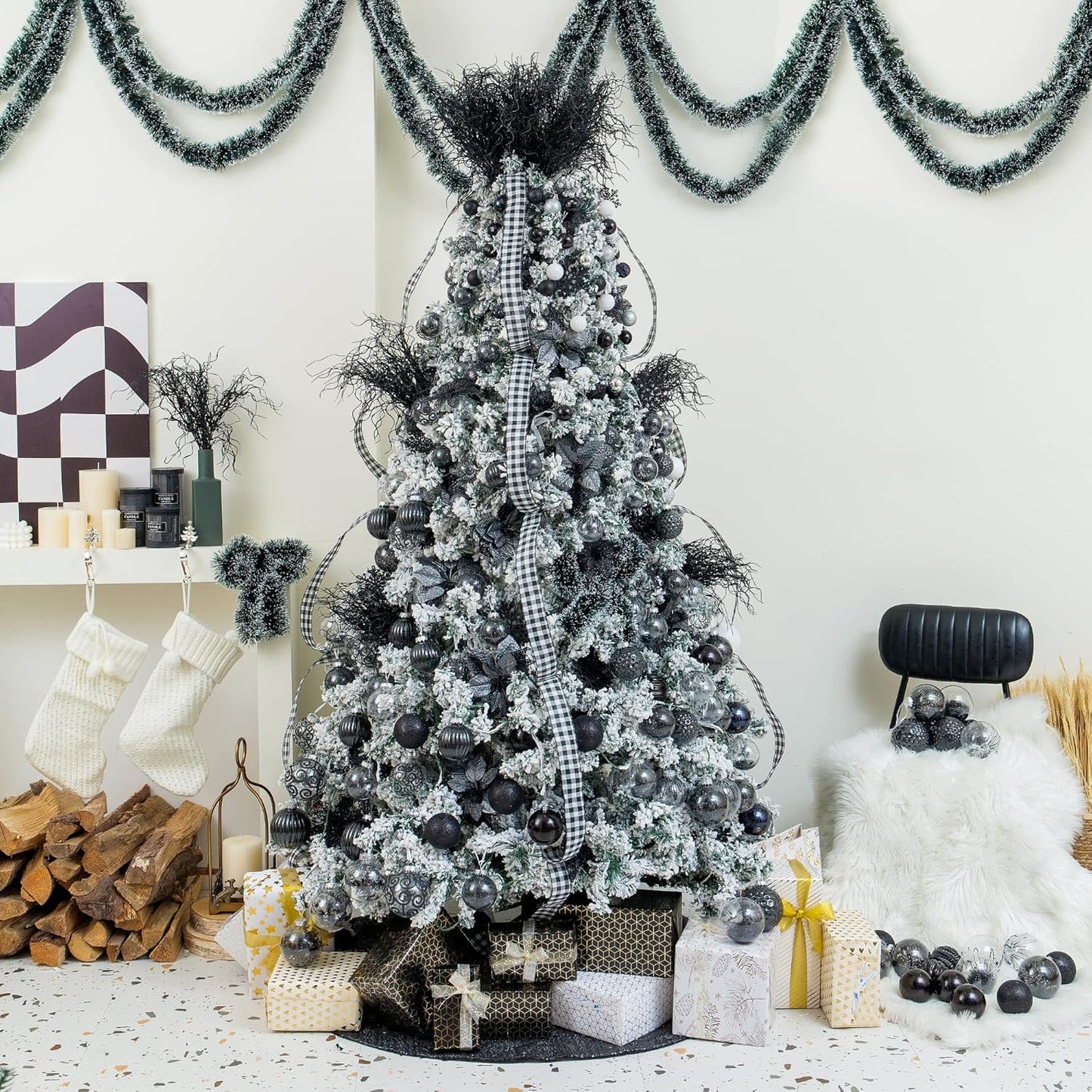 XmasExp 24ct Christmas Ball Ornaments Shatterproof Xmas Tree Hanging Balls Decorations Perfect for Halloween Decorations Holiday Wedding Christmas Decor(1.57", Black)