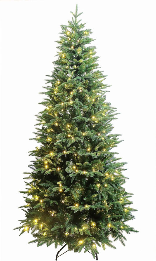 Luxury Real Feel Forest Fir Slim Christmas Tree Pre-lit with Dual Color LEDs Warm White/Multi-Color (6ft)
